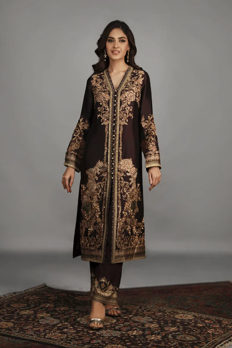 Shamaeel - TRE-13 - Sheesha Silk and Khaddi Silk - 3 Piece