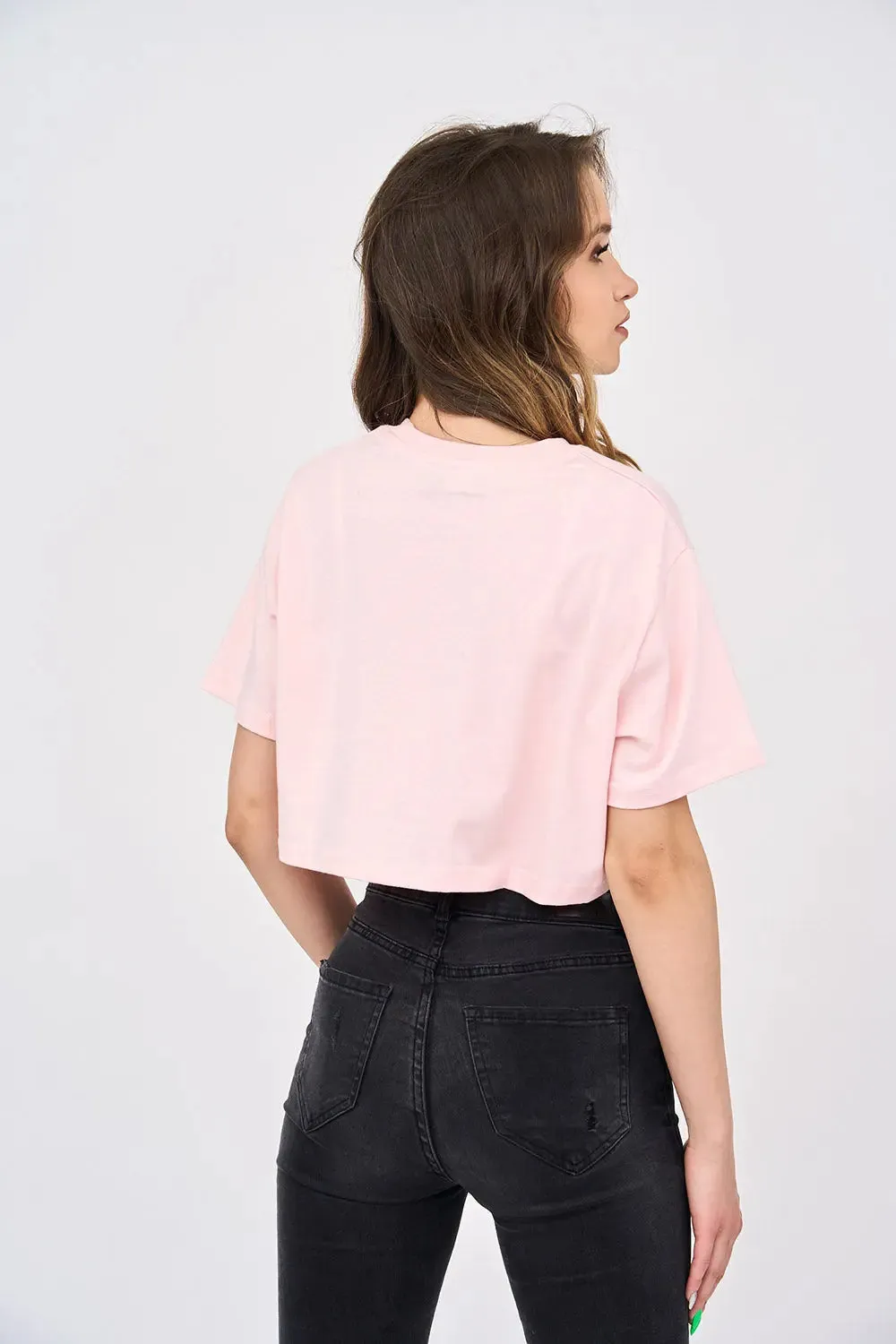 Short Sleeve Cropped T-Shirt for Womens in Pink!