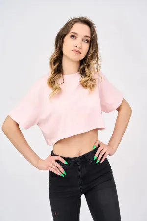 Short Sleeve Cropped T-Shirt for Womens in Pink!