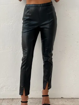 Skinny Leather Slit Front Pants