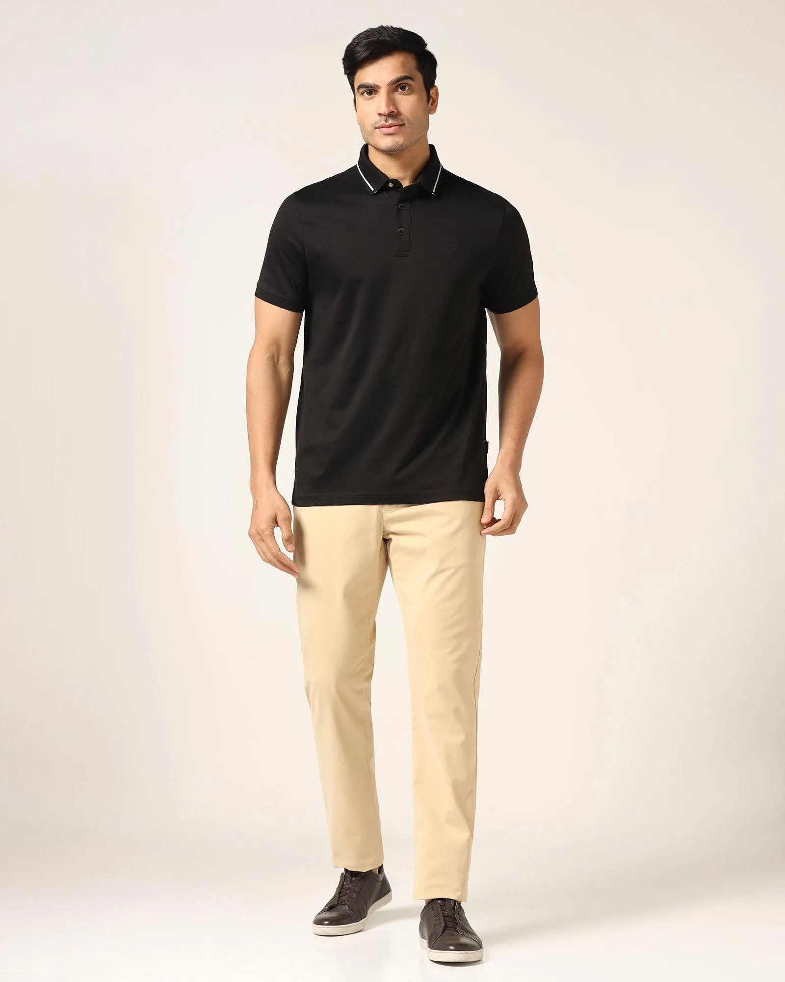 Slim Comfort B-95 Casual Beige Solid Khakis - Mario