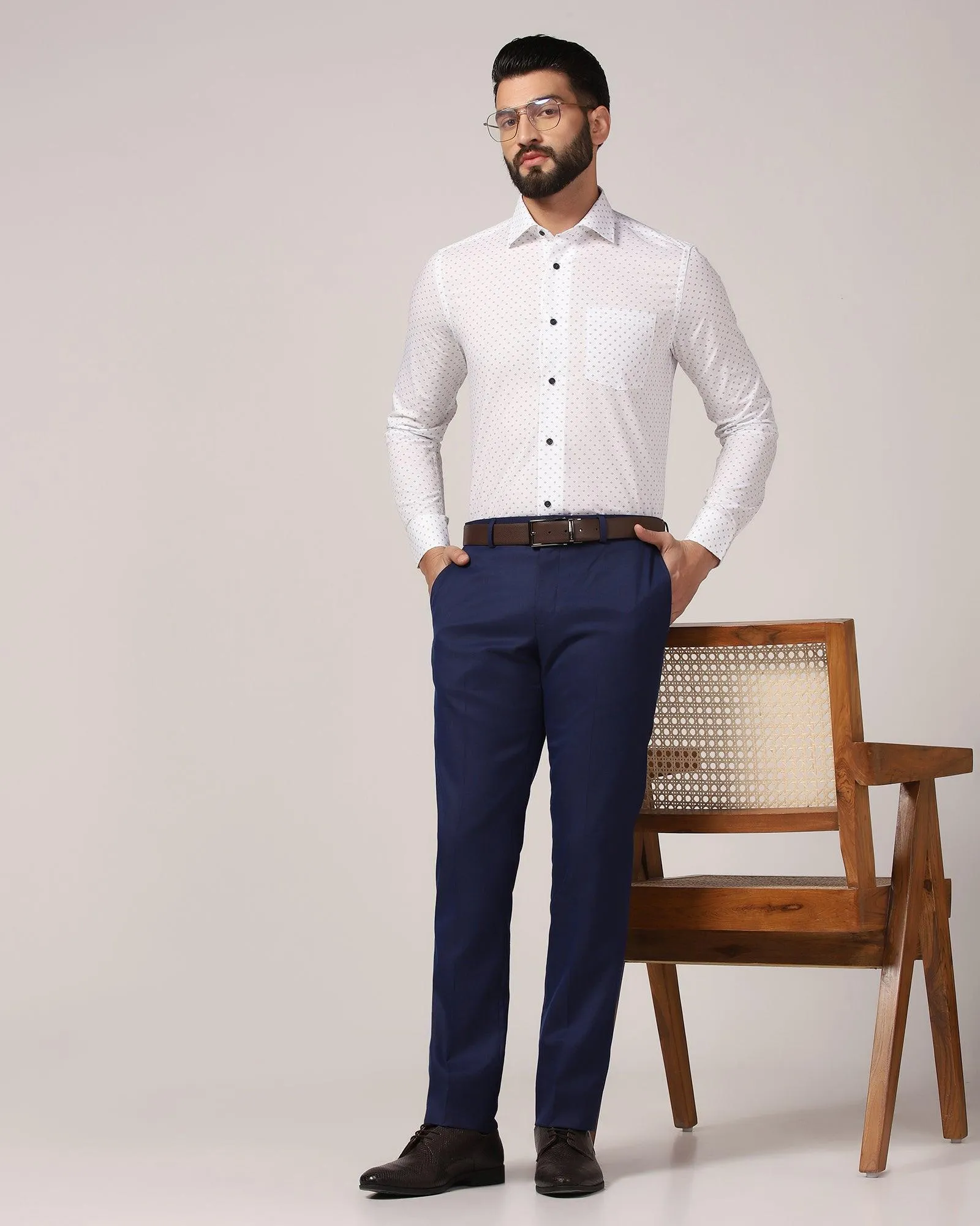 Slim Comfort B-95 Formal Blue Solid Trouser - Kenva