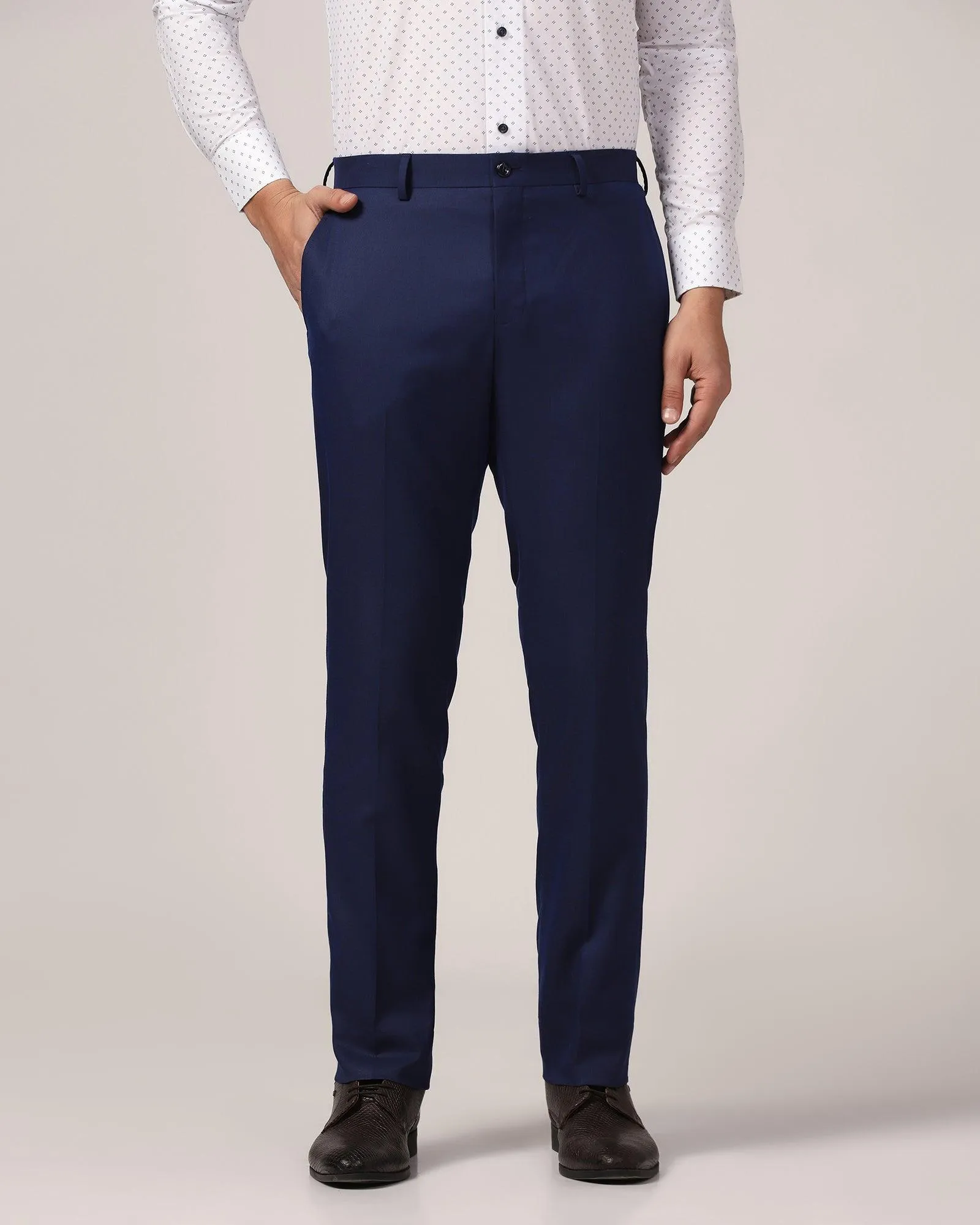 Slim Comfort B-95 Formal Blue Solid Trouser - Kenva