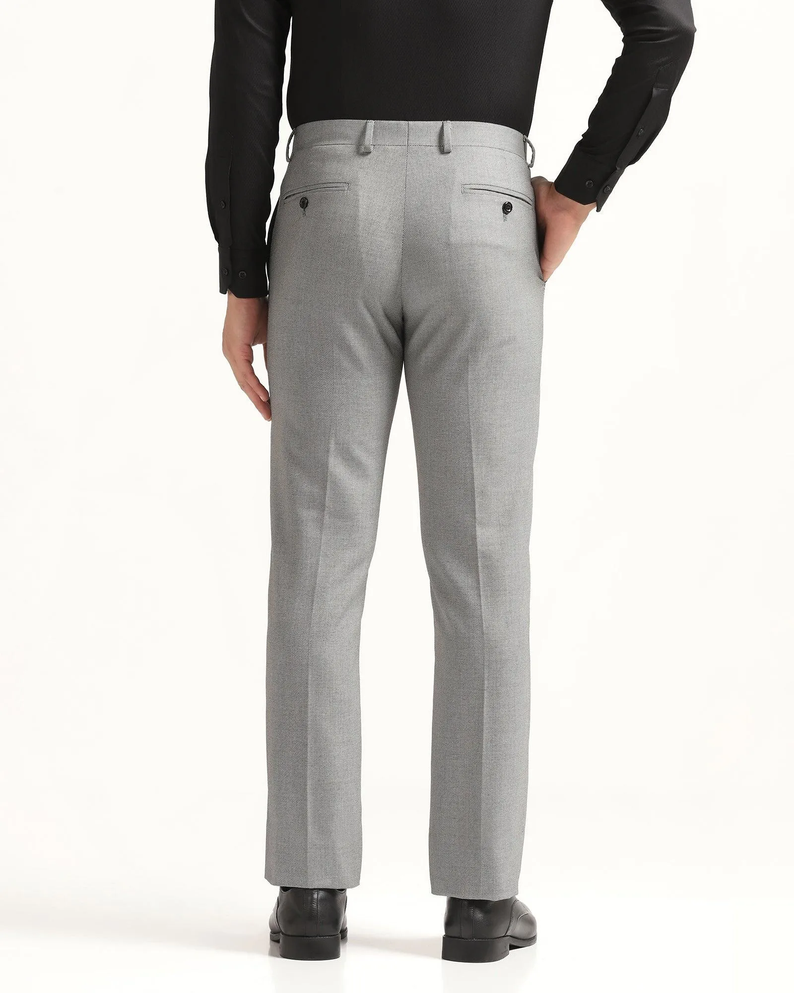 Slim Comfort B-95 Formal Grey Textured Trouser - Hoop