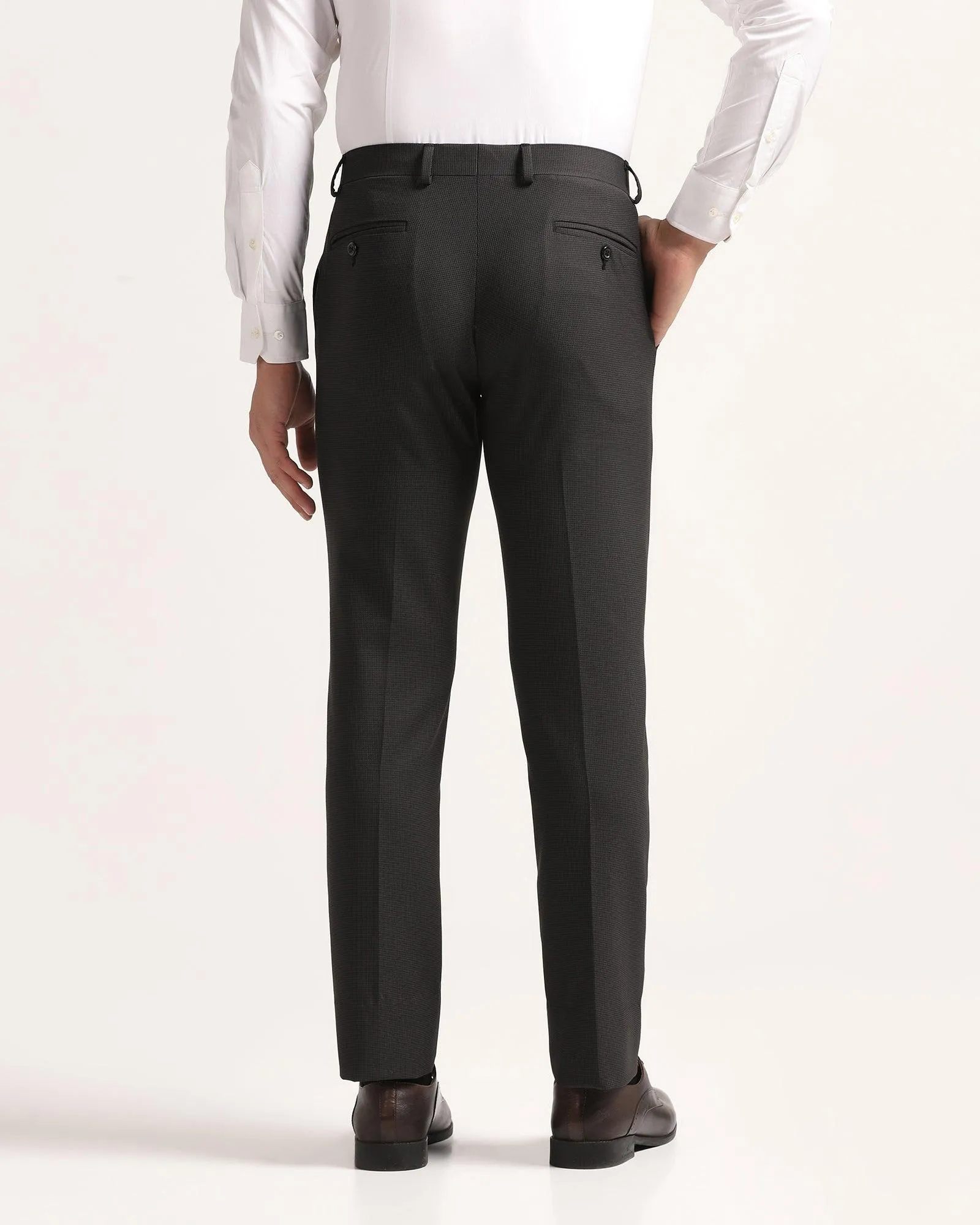 Slim fit B-91 Formal Black Textured Trouser - Texa