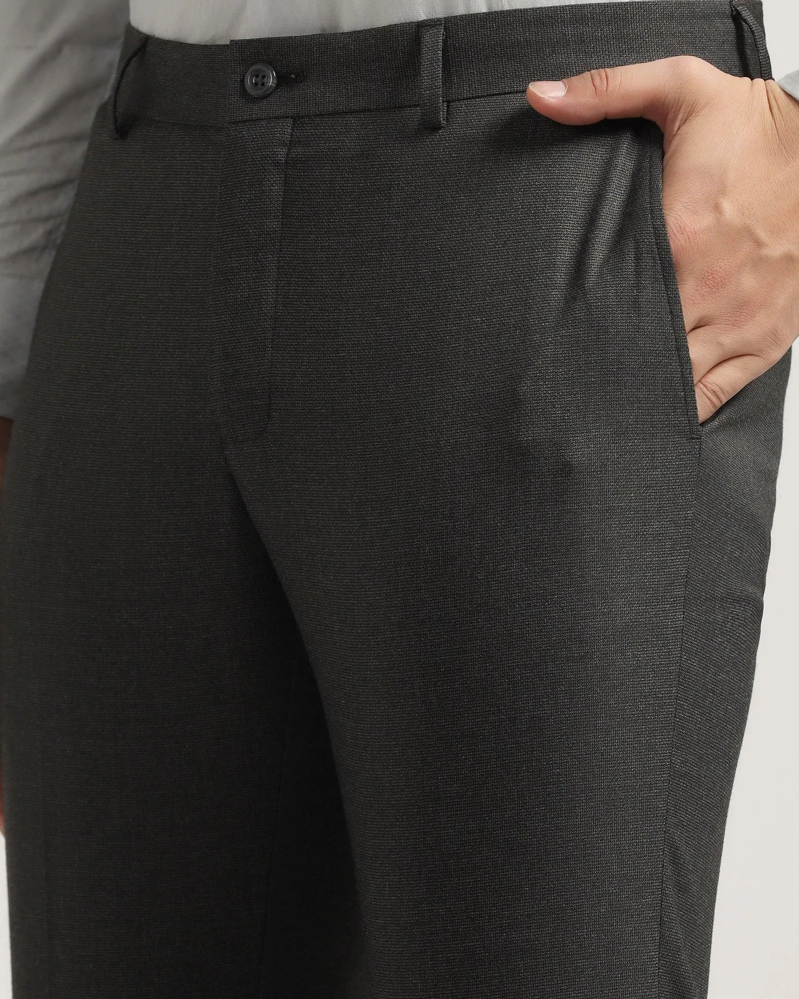 Slim fit B-91 Formal Charcoal Textured Trouser - Tag