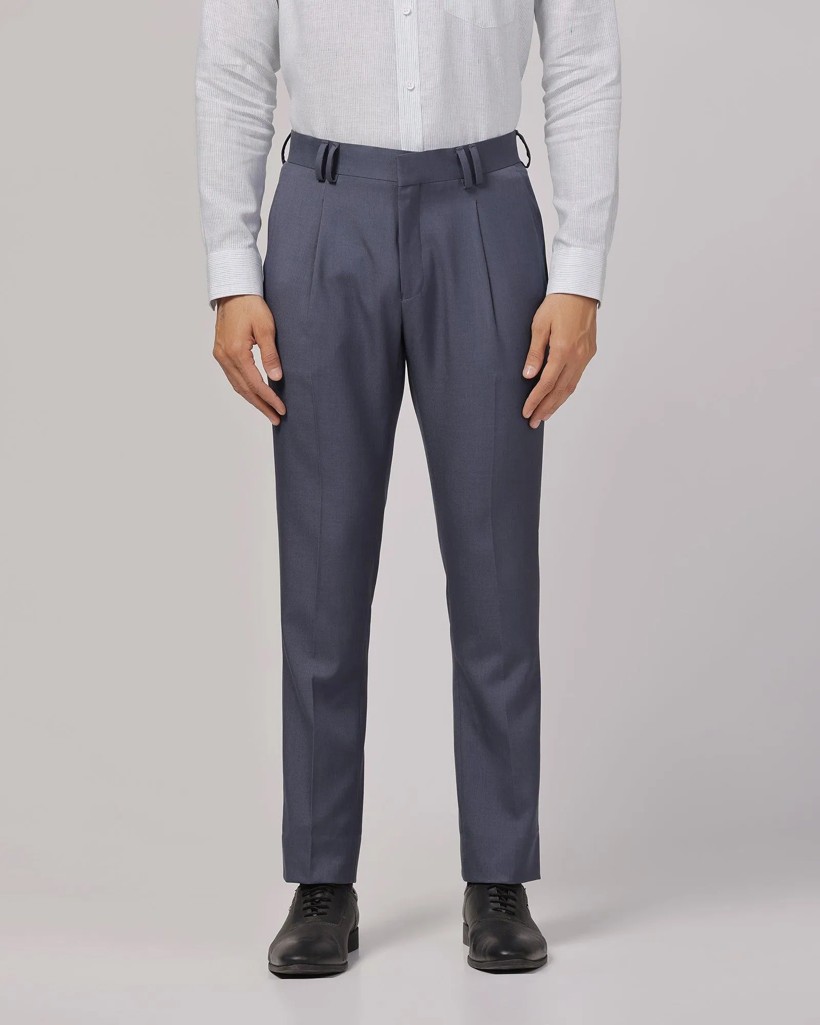 Slim Fit B-91 Formal Dark Grey Solid Trouser - Benelli