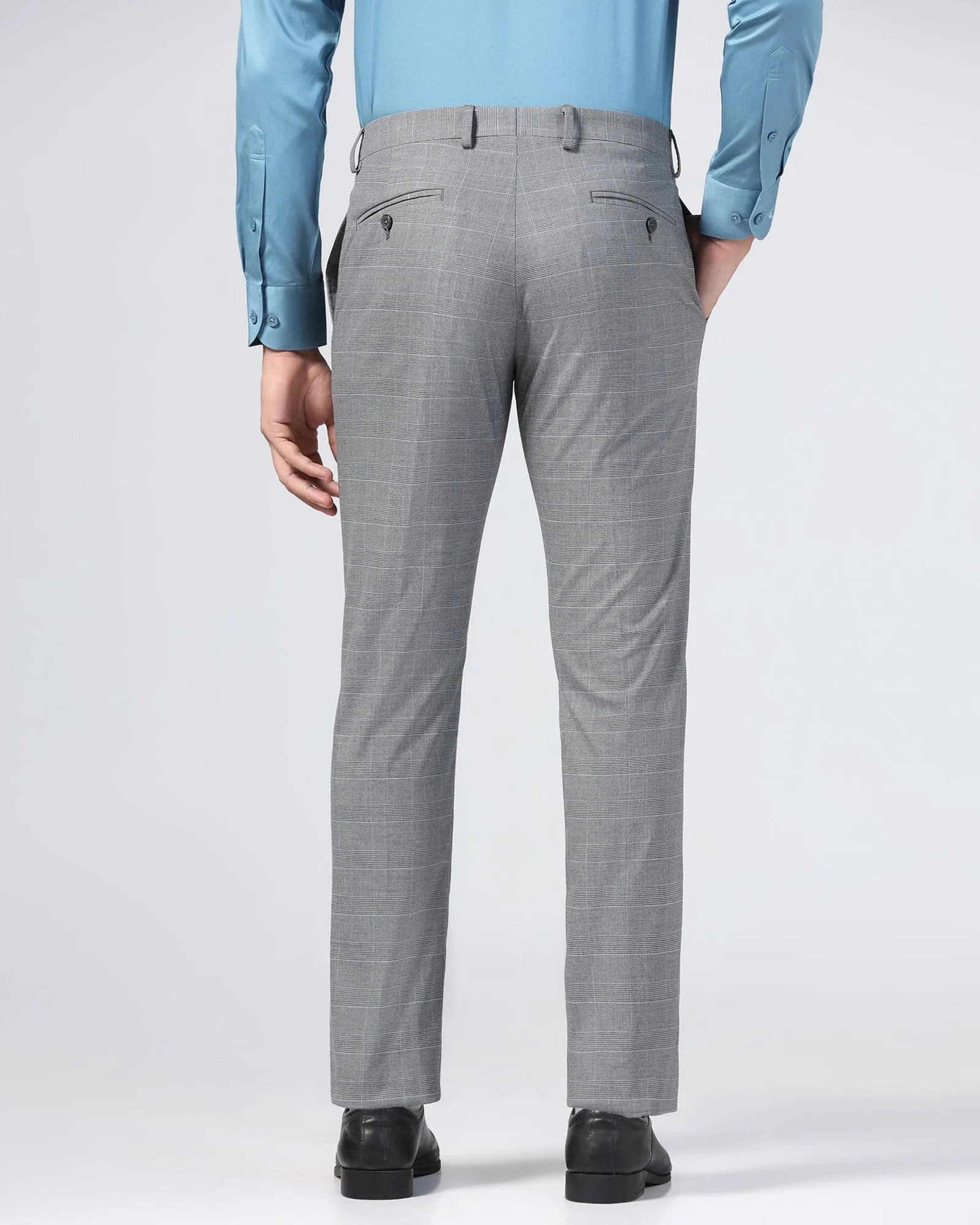 Slim Fit B-91 Formal Grey Check Trouser - Cobalt