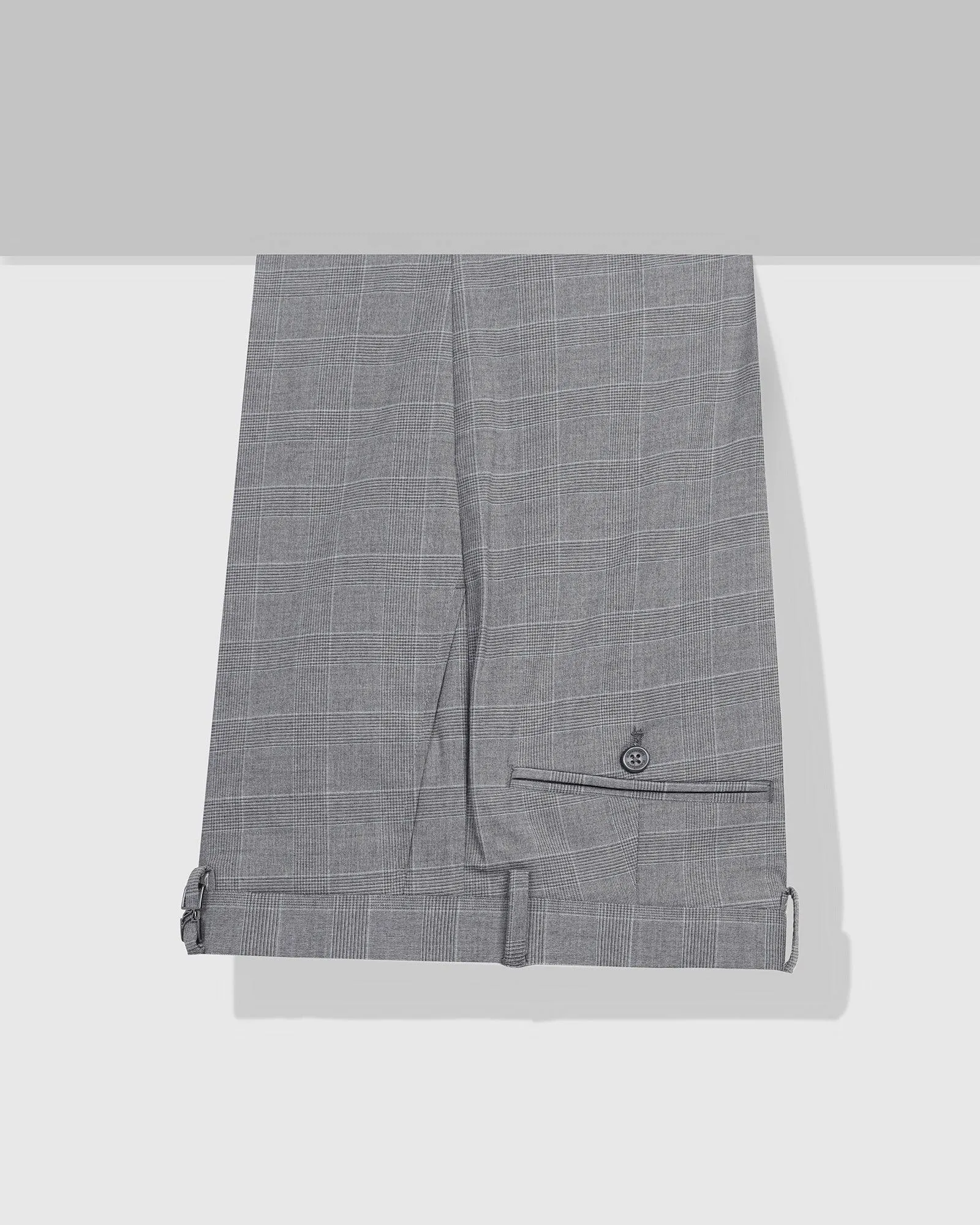 Slim Fit B-91 Formal Grey Check Trouser - Cobalt