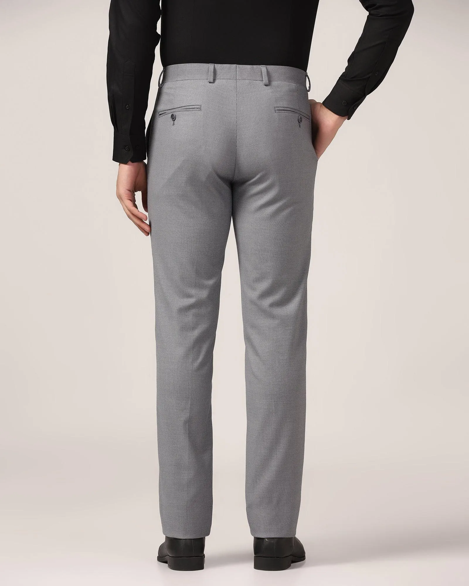 Slim Fit B-91 Formal Grey Textured Trouser - Finess