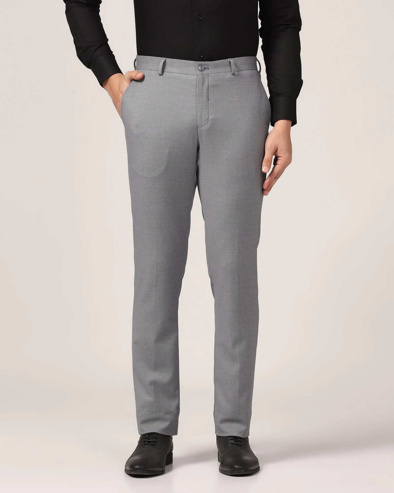 Slim Fit B-91 Formal Grey Textured Trouser - Finess