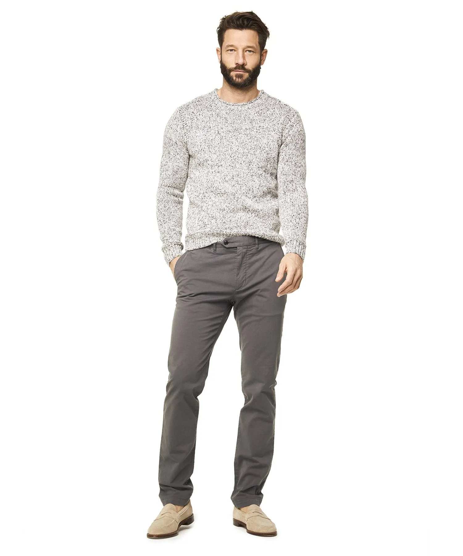 Slim Fit Tab Front Stretch Chino in Charcoal