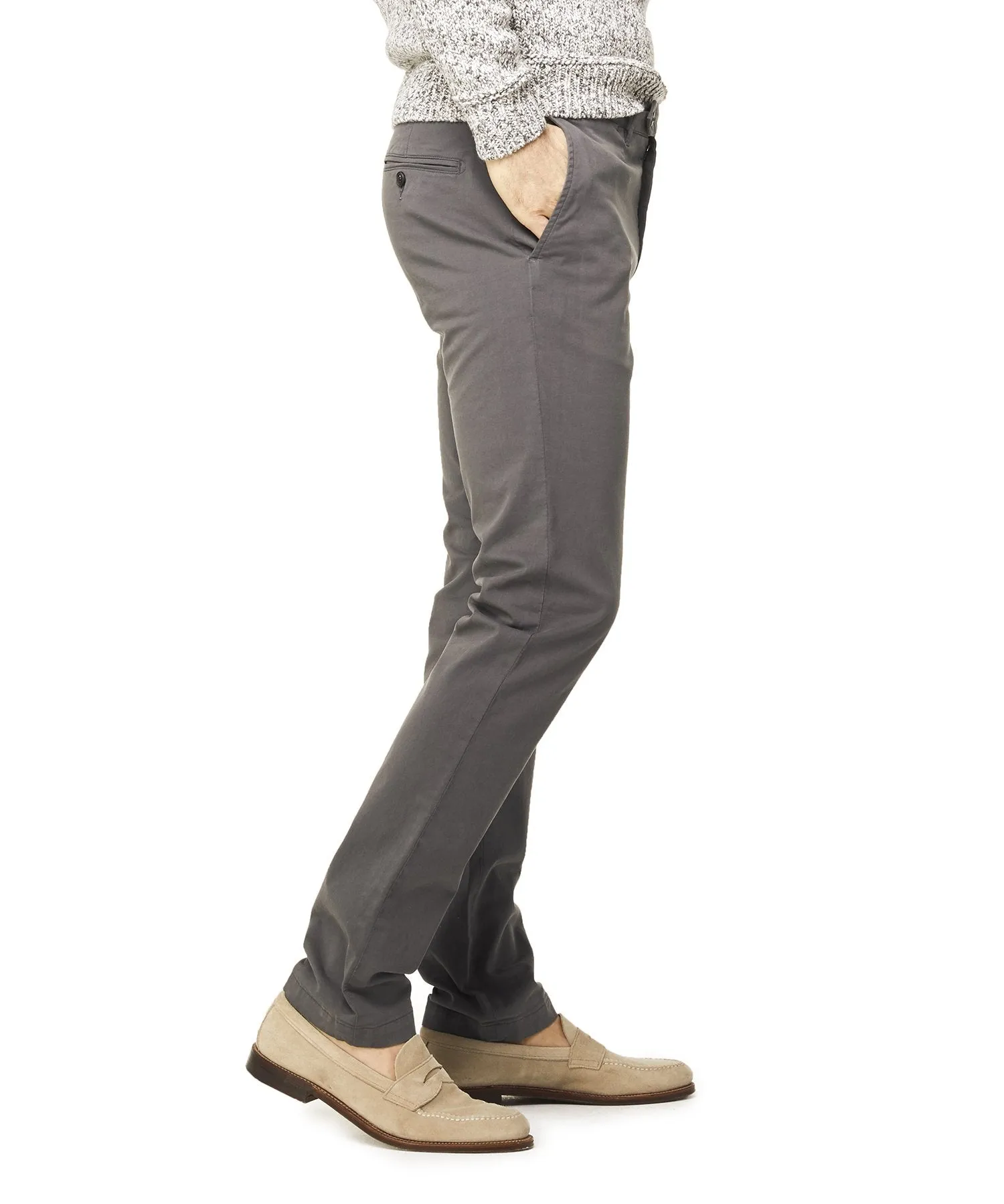 Slim Fit Tab Front Stretch Chino in Charcoal