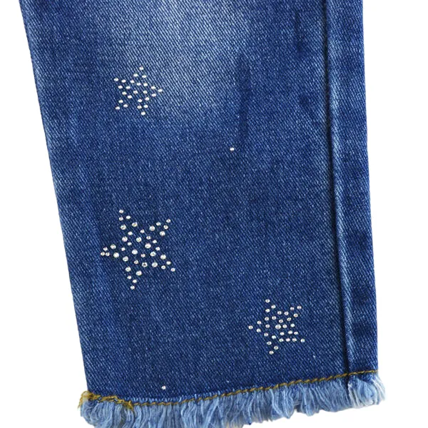 Star Rhinestone Distress Jeans