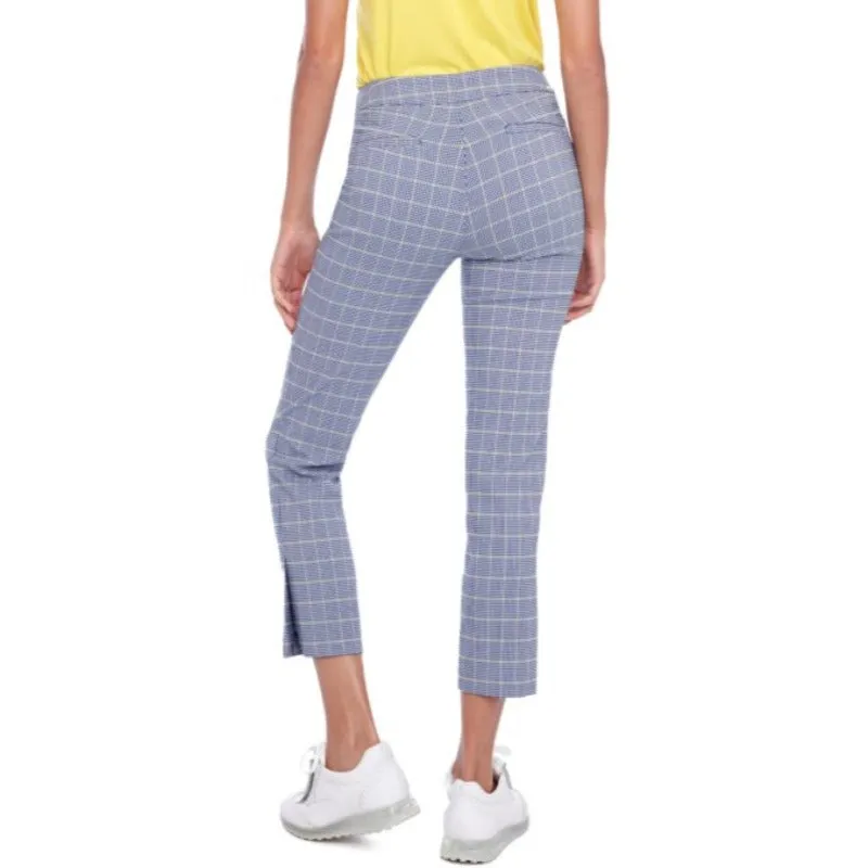 Swing Control Lucca Plaid Ankle Pant - White/Lemon/Blue