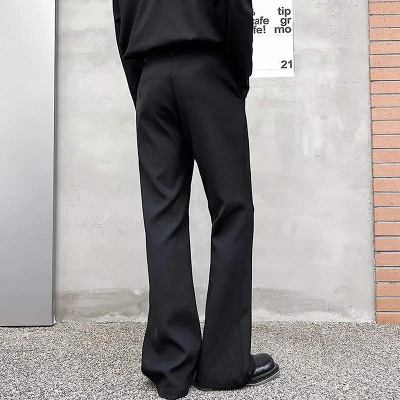 Trendy Male Suit Pants Niche Design 2024 Summer Pocket Minimalism Casual Solid Color Men Flare Trouser Fashion 9C5200