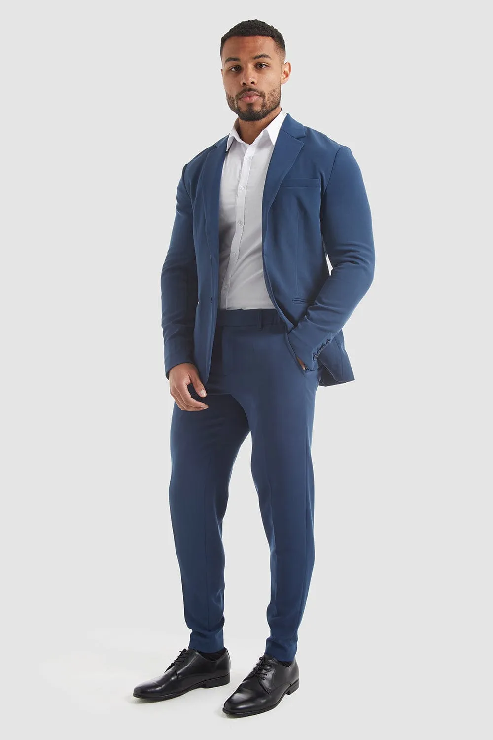 True Muscle Fit Tech Suit Trousers in Navy