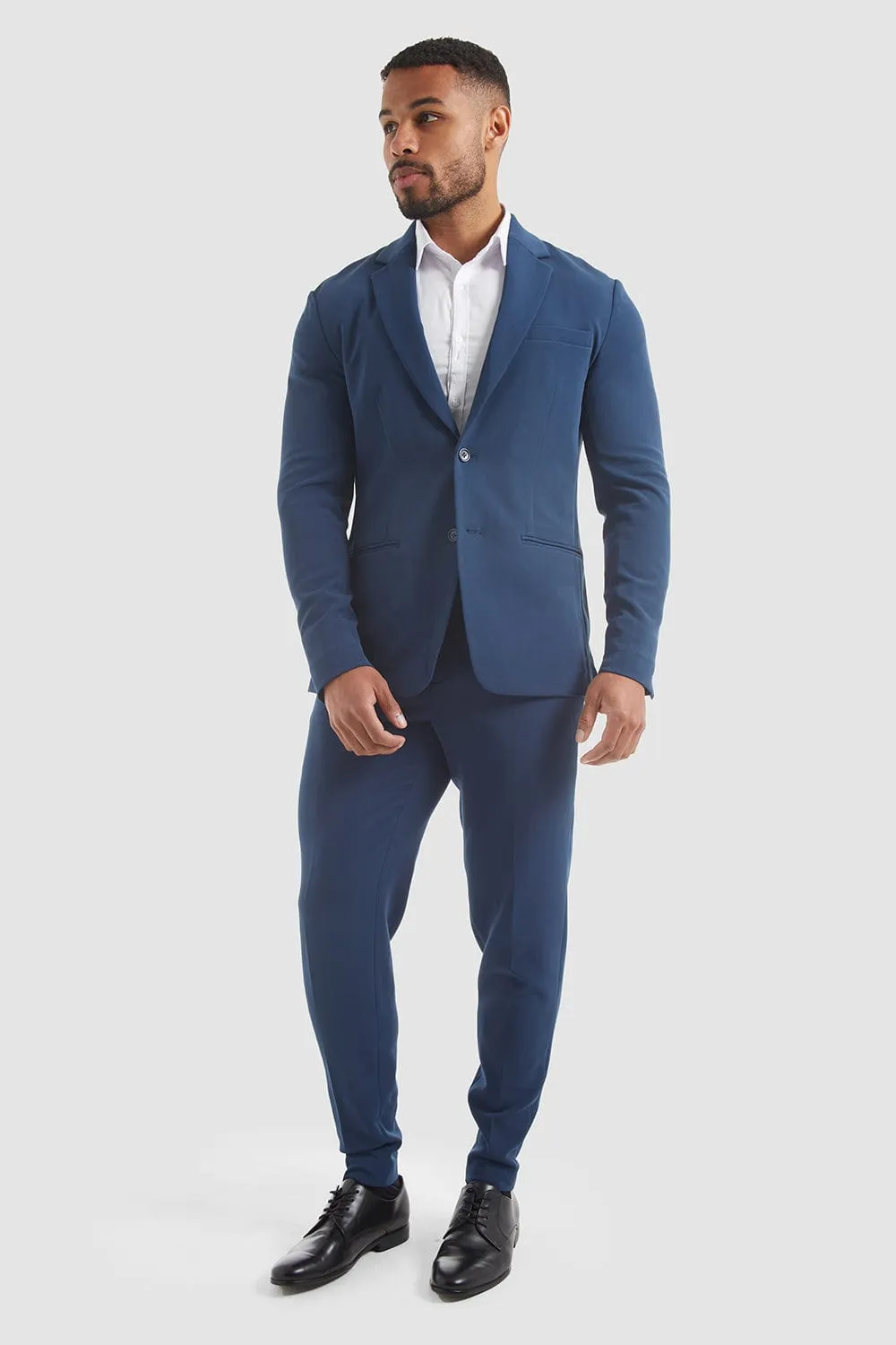 True Muscle Fit Tech Suit Trousers in Navy