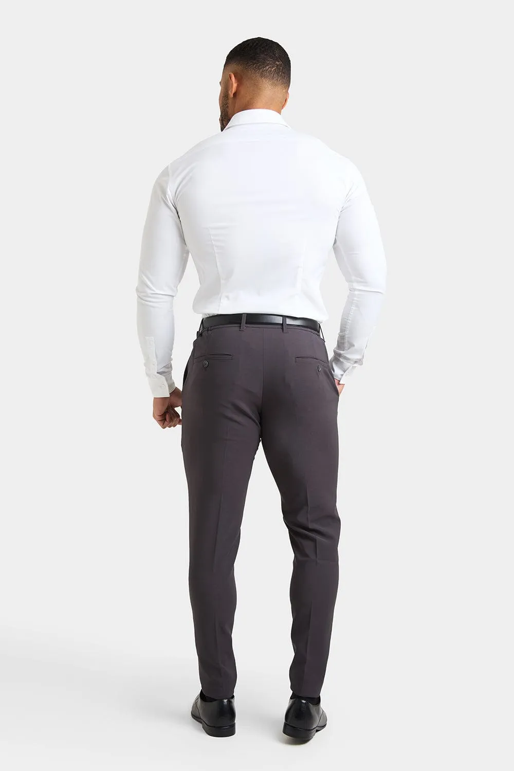 True Muscle Fit Tech Suit Trousers in Slate Grey