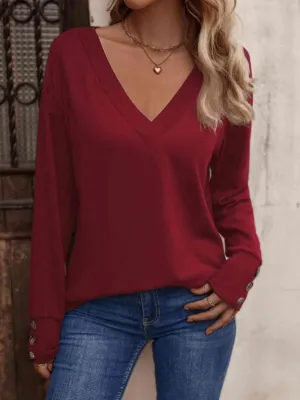 V-Neck Long Sleeve Top