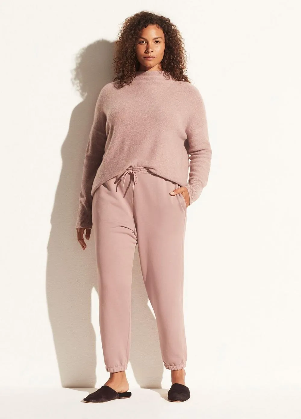 Vince - Boiled Funnel Neck Pullover in Pink Shell