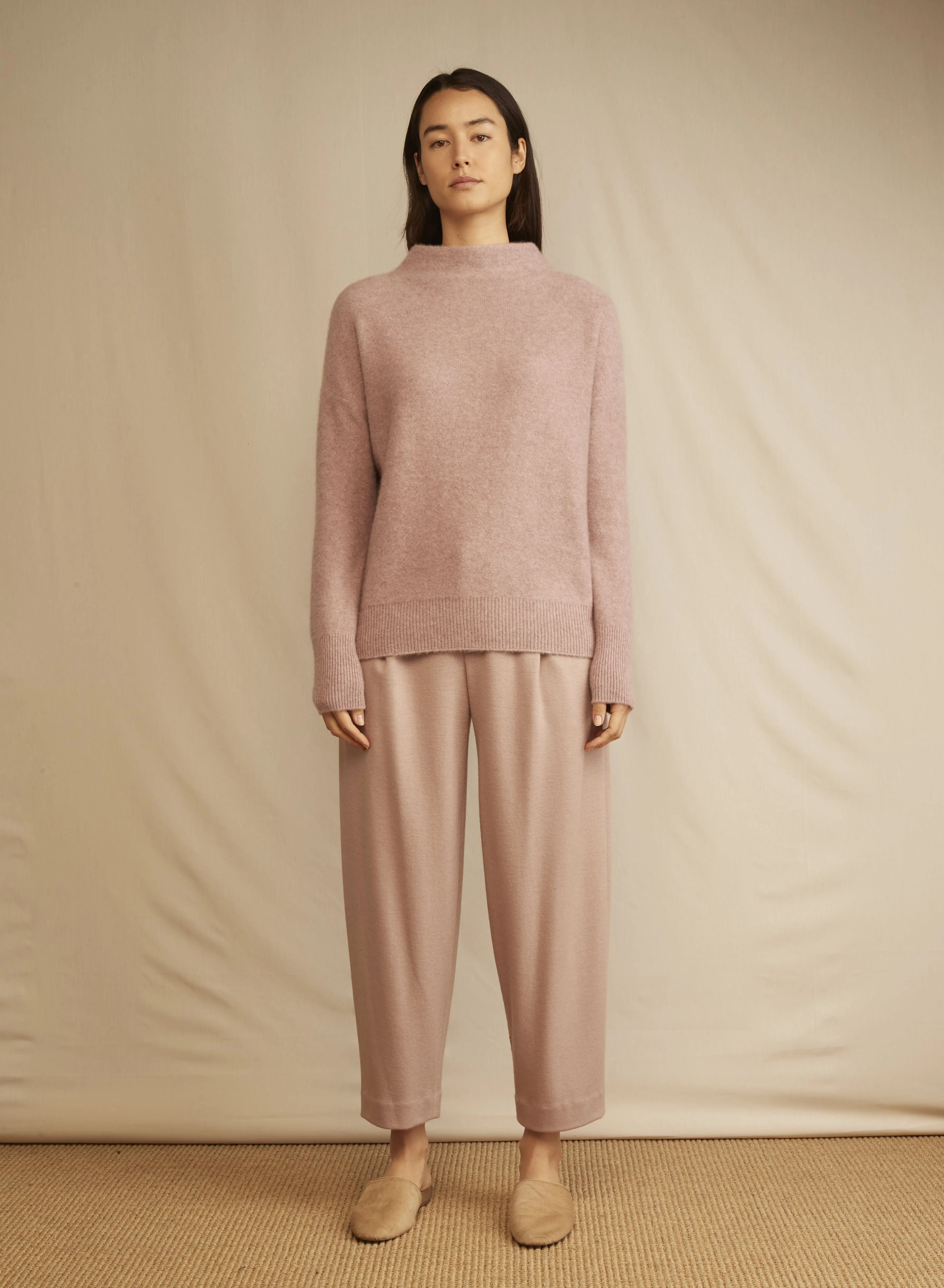 Vince - Boiled Funnel Neck Pullover in Pink Shell