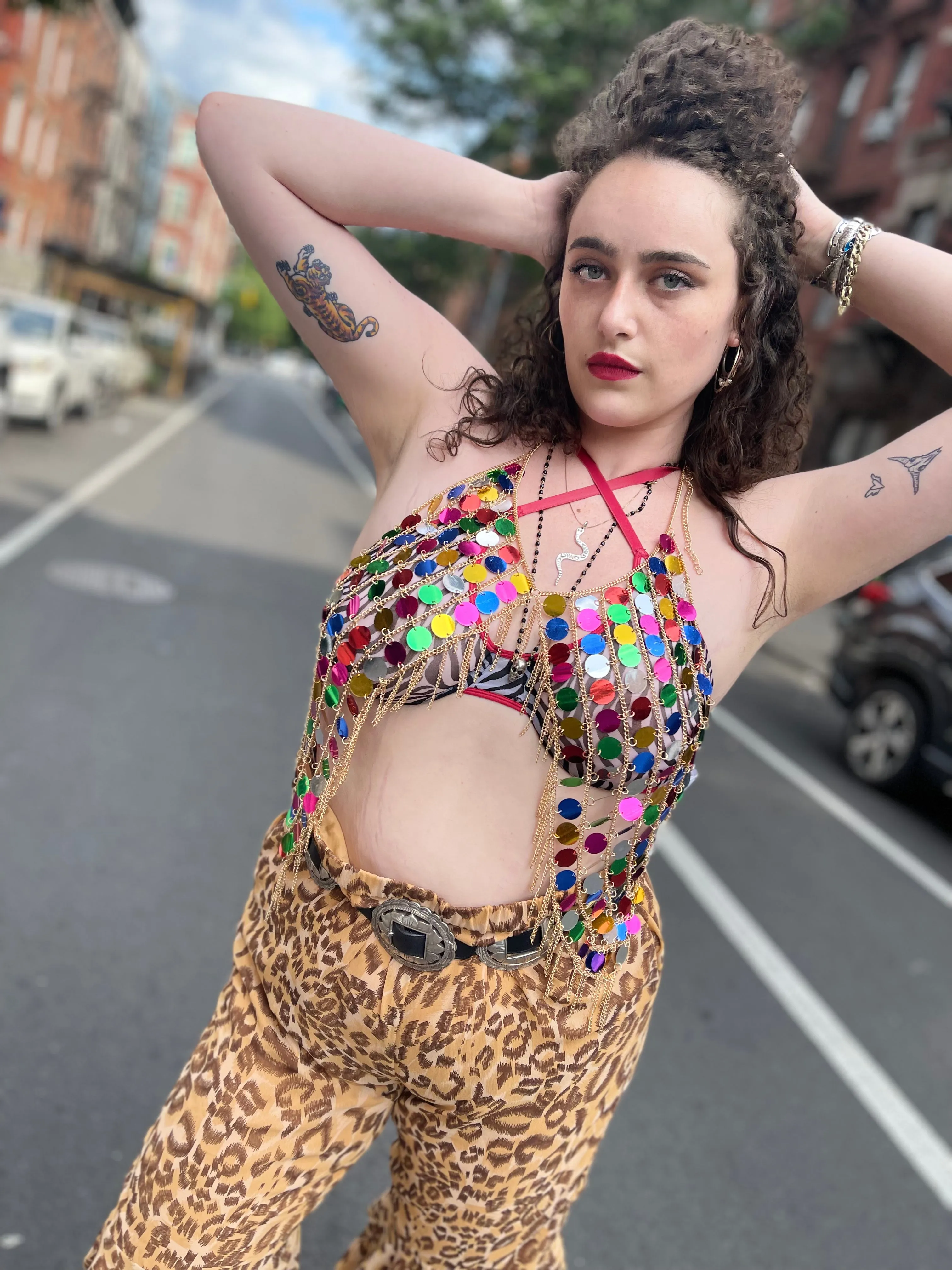 Vintage 90s Plus Size Leopard Bell Bottoms