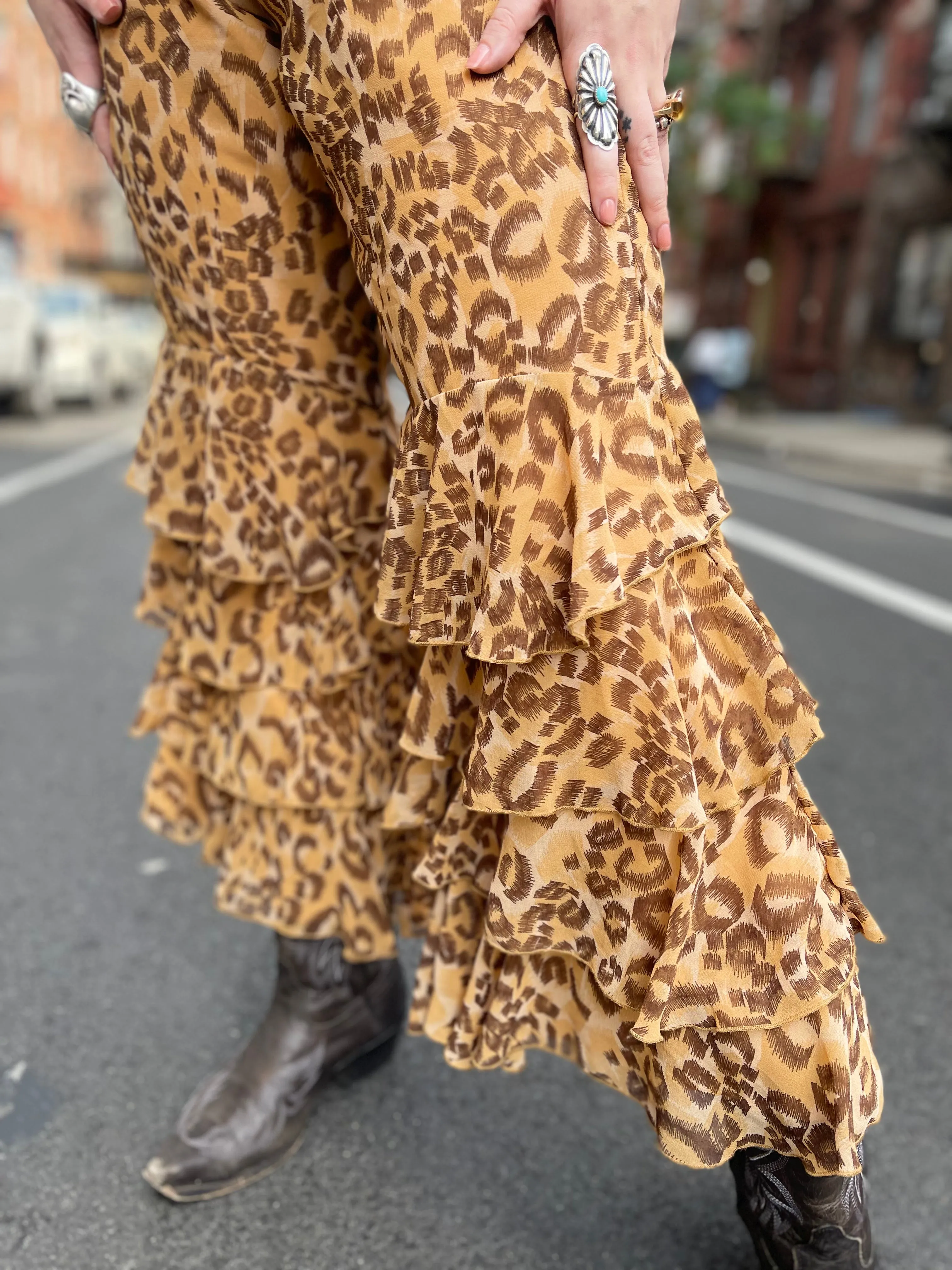 Vintage 90s Plus Size Leopard Bell Bottoms