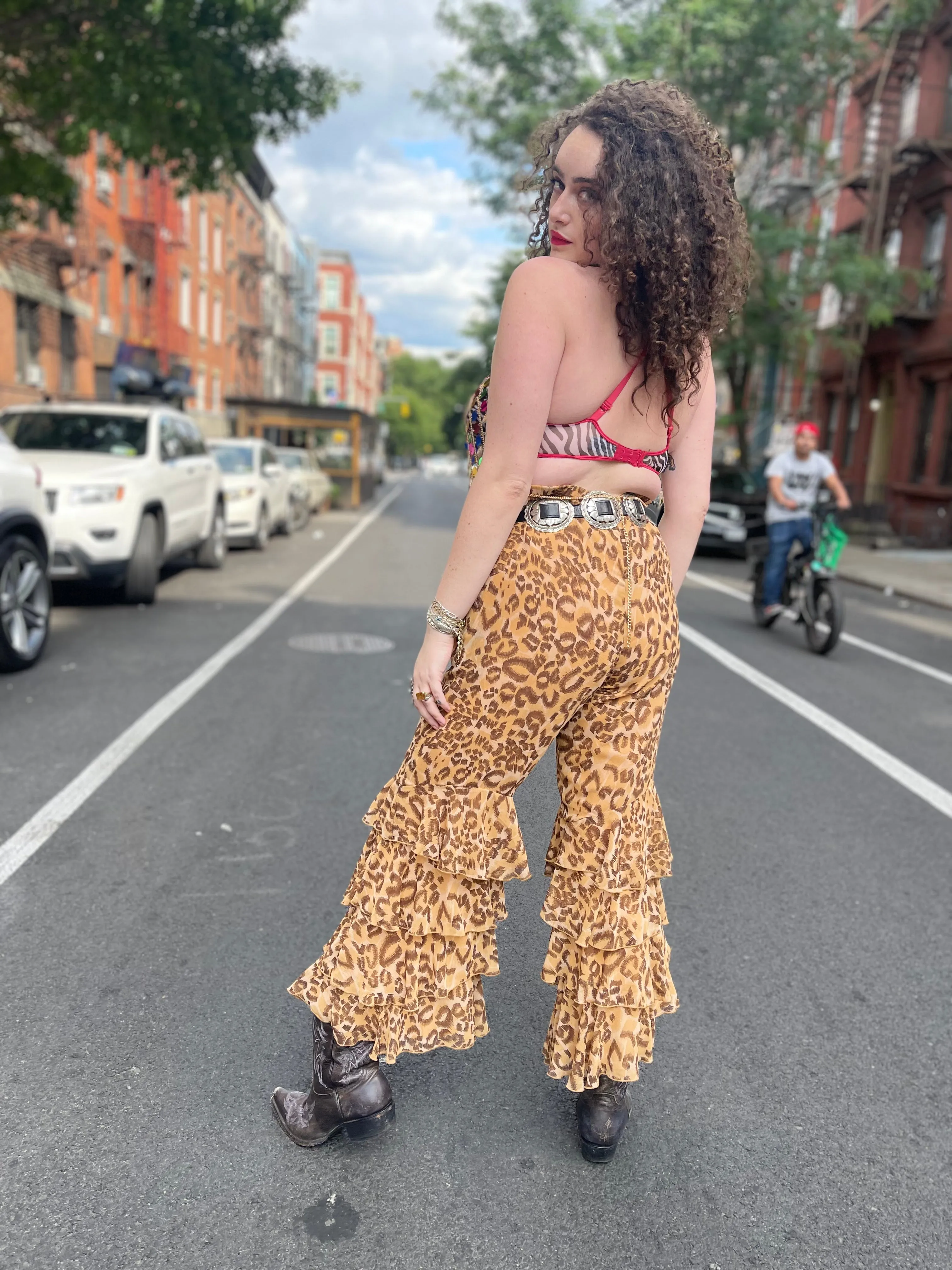 Vintage 90s Plus Size Leopard Bell Bottoms