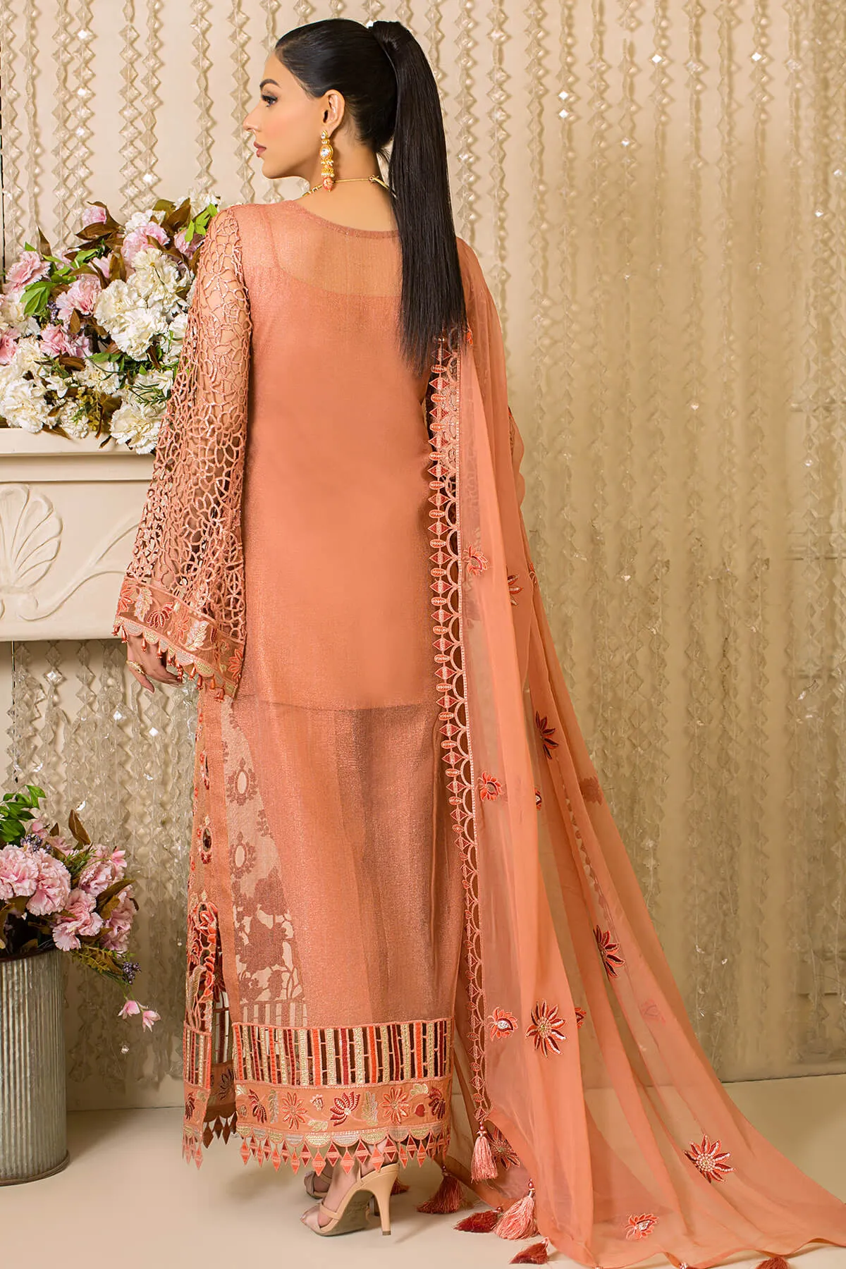 Vive La Fete by Imrozia Unstitched 3 Piece Luxury Formal Collection'2022-L-257-Peach Melba