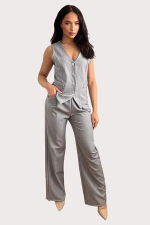 Waistcoat And High Waist Trousers Suit Set