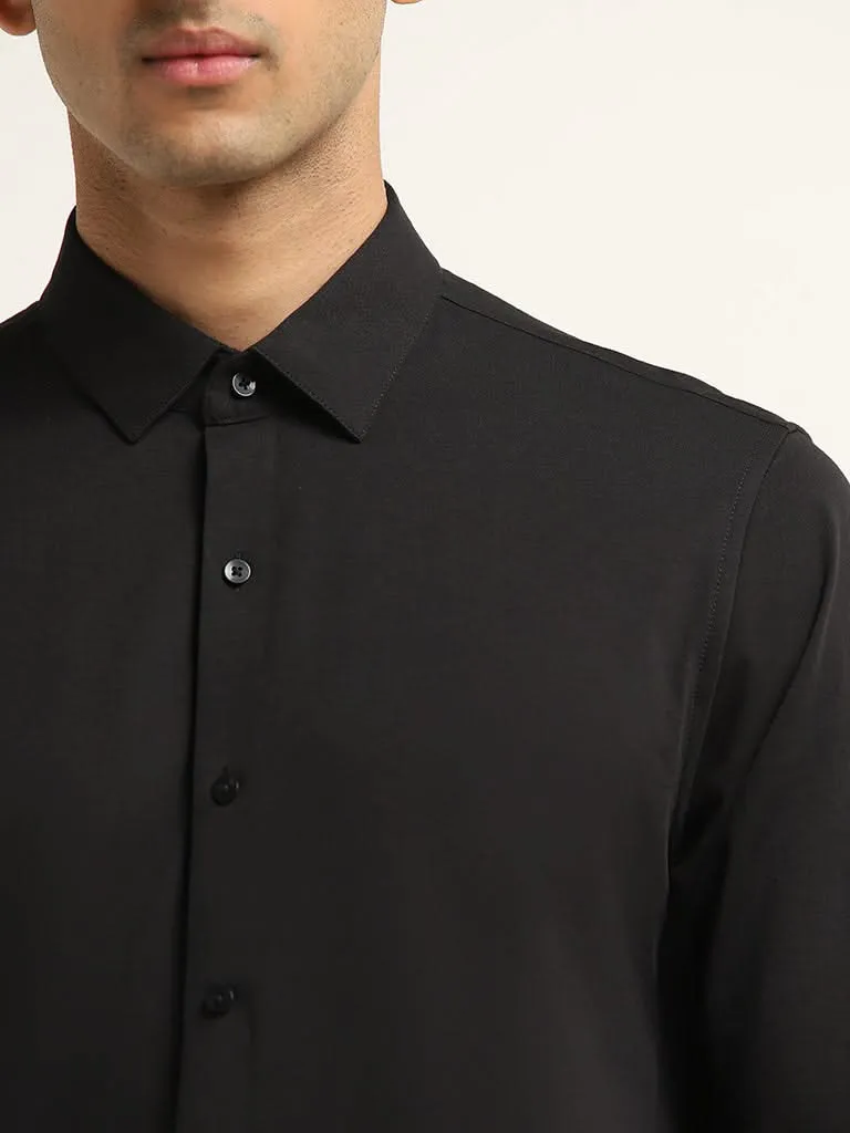 WES Formals Black Slim Fit Shirt