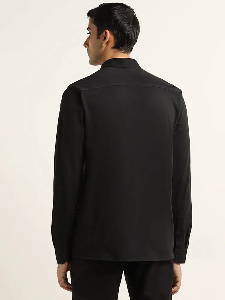 WES Formals Black Slim Fit Shirt