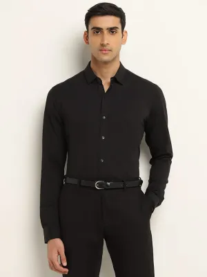 WES Formals Black Slim Fit Shirt