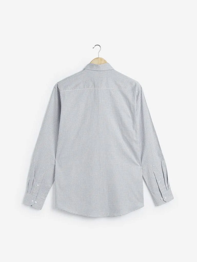 WES Formals Grey Checkered Relaxed Fit Shirt