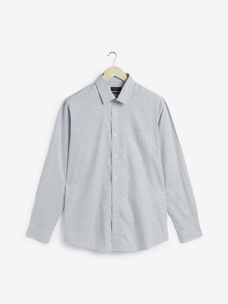 WES Formals Grey Checkered Relaxed Fit Shirt