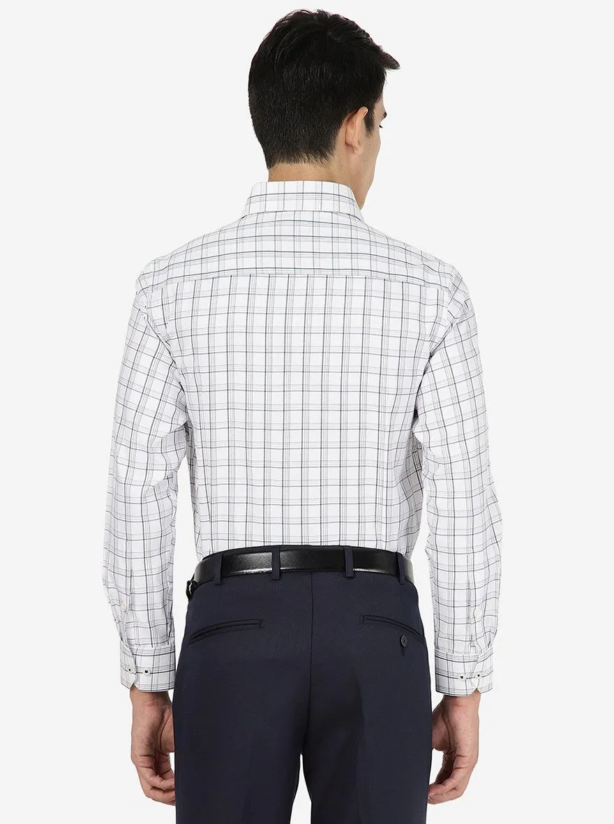 White & Blue Checked Slim fit Formal Shirt | Greenfibre