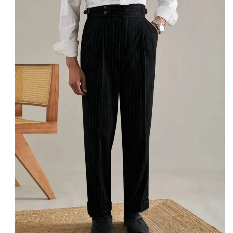 Wiaofellas  -  Office Men Business Casual Pants Italy Fashion Trousers For Man Social Club Outfits High Waist Pantalones