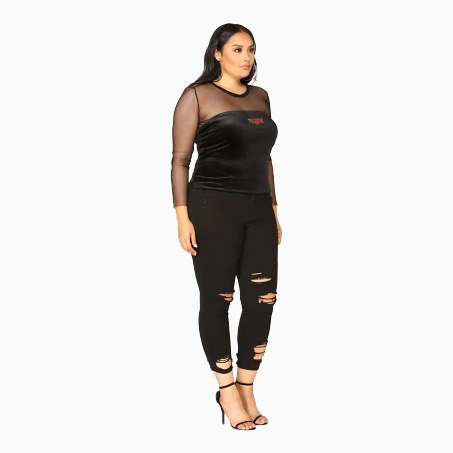 Women's Black Destroyed Ankle Cutout Skinny Pant