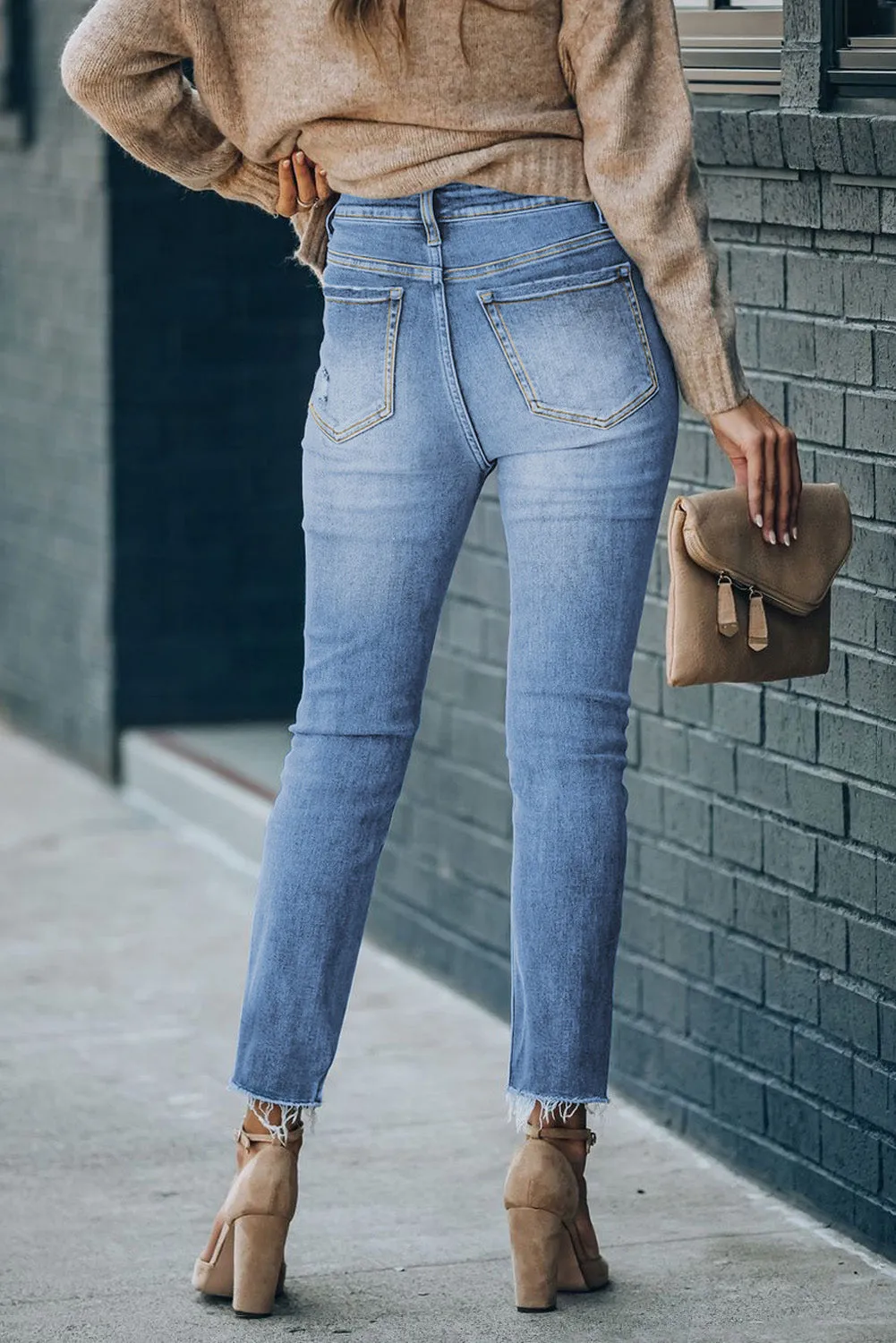 Womens Skinny Jeans High Waist Ankle Length Denim Pants