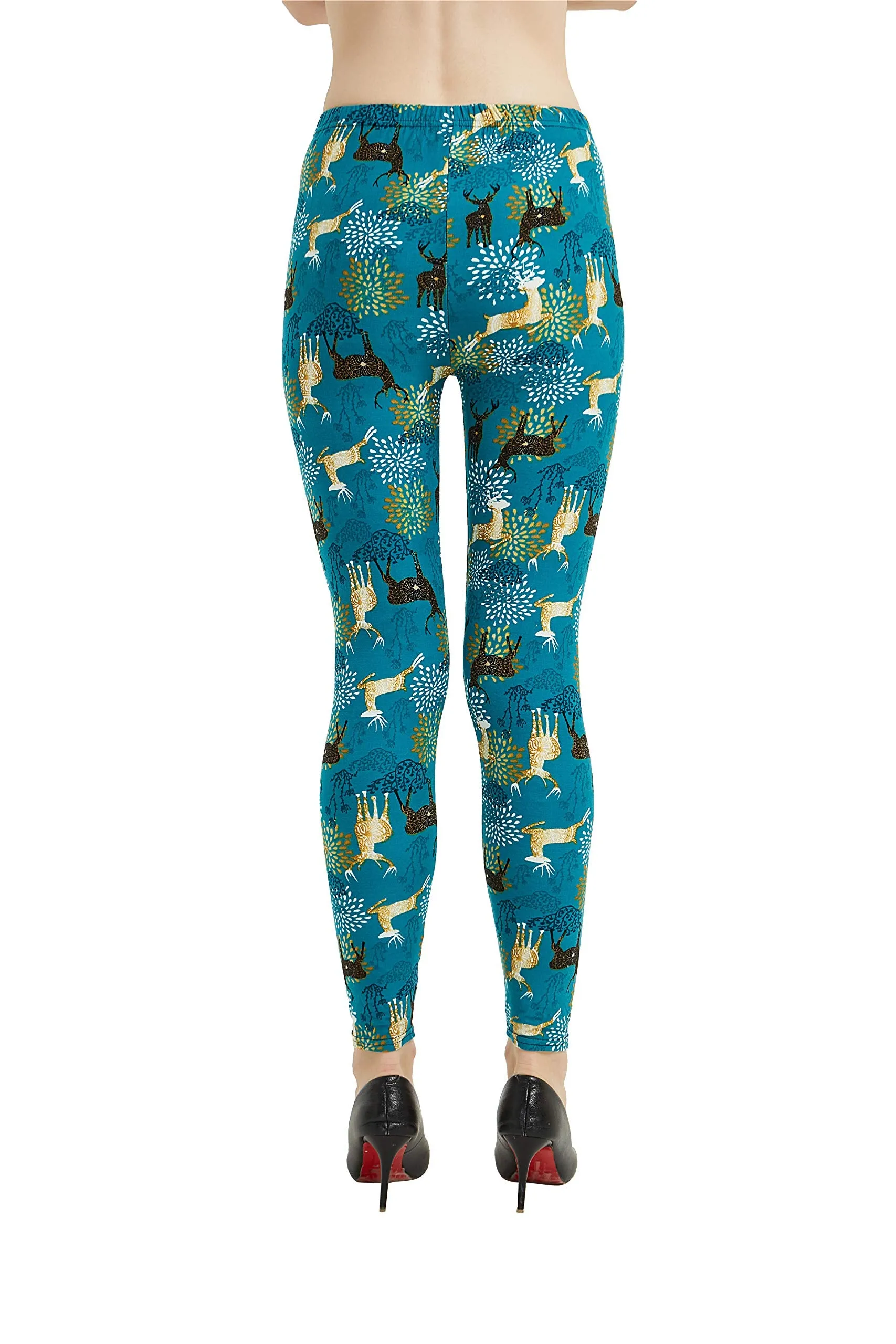 Womens Ultra Soft Christmas Printed Stretchy Leggings Pants