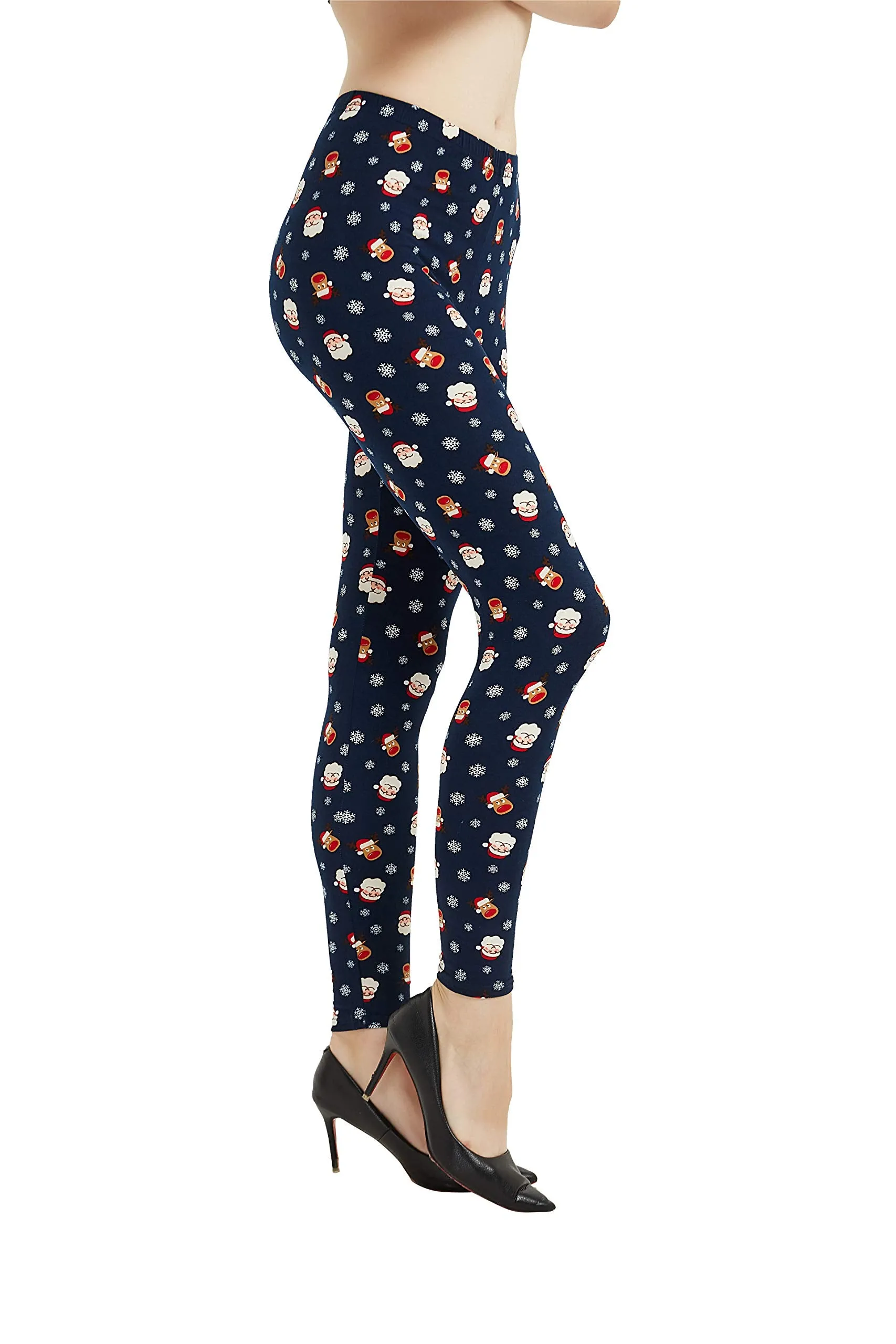 Womens Ultra Soft Christmas Printed Stretchy Leggings Pants