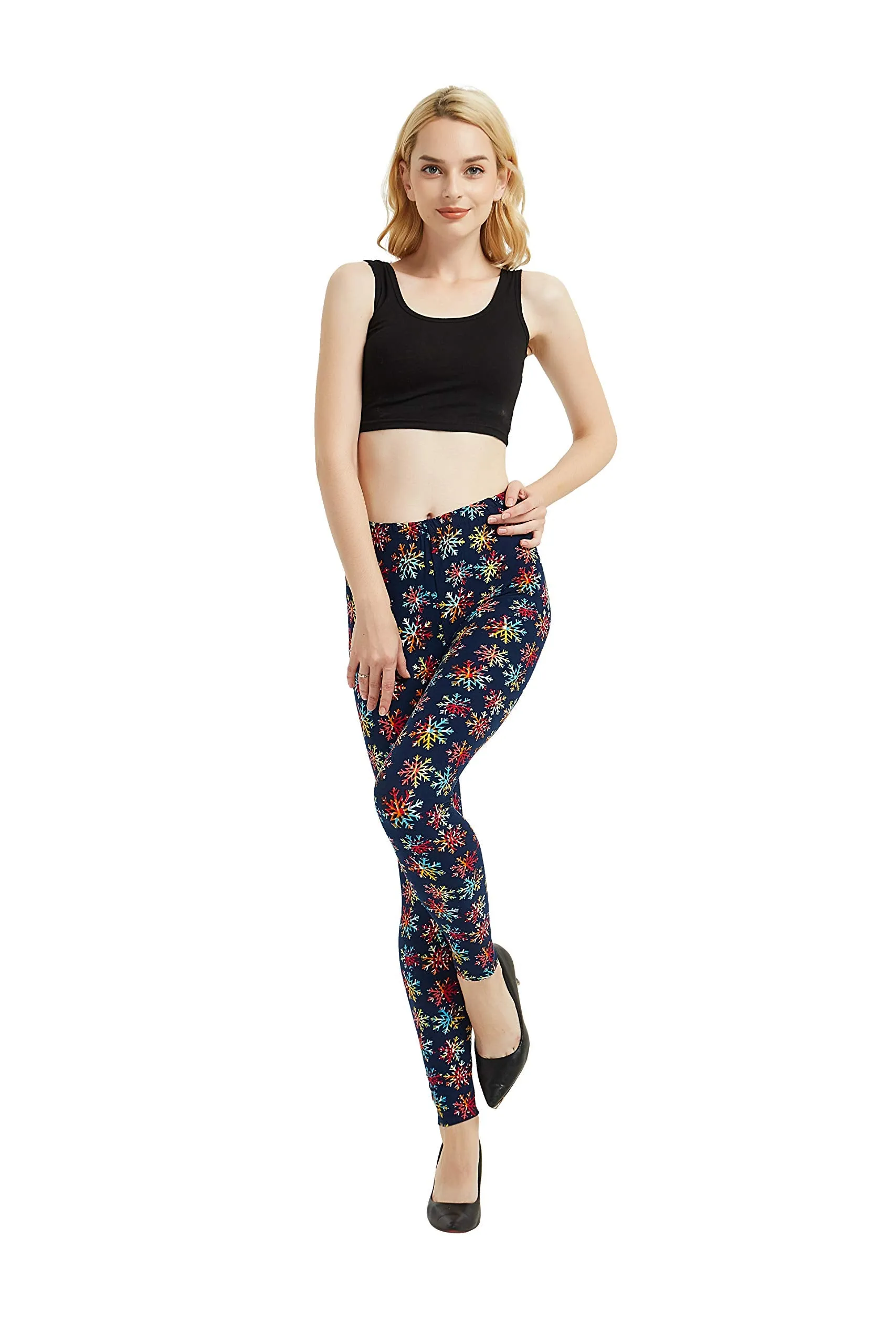 Womens Ultra Soft Christmas Printed Stretchy Leggings Pants