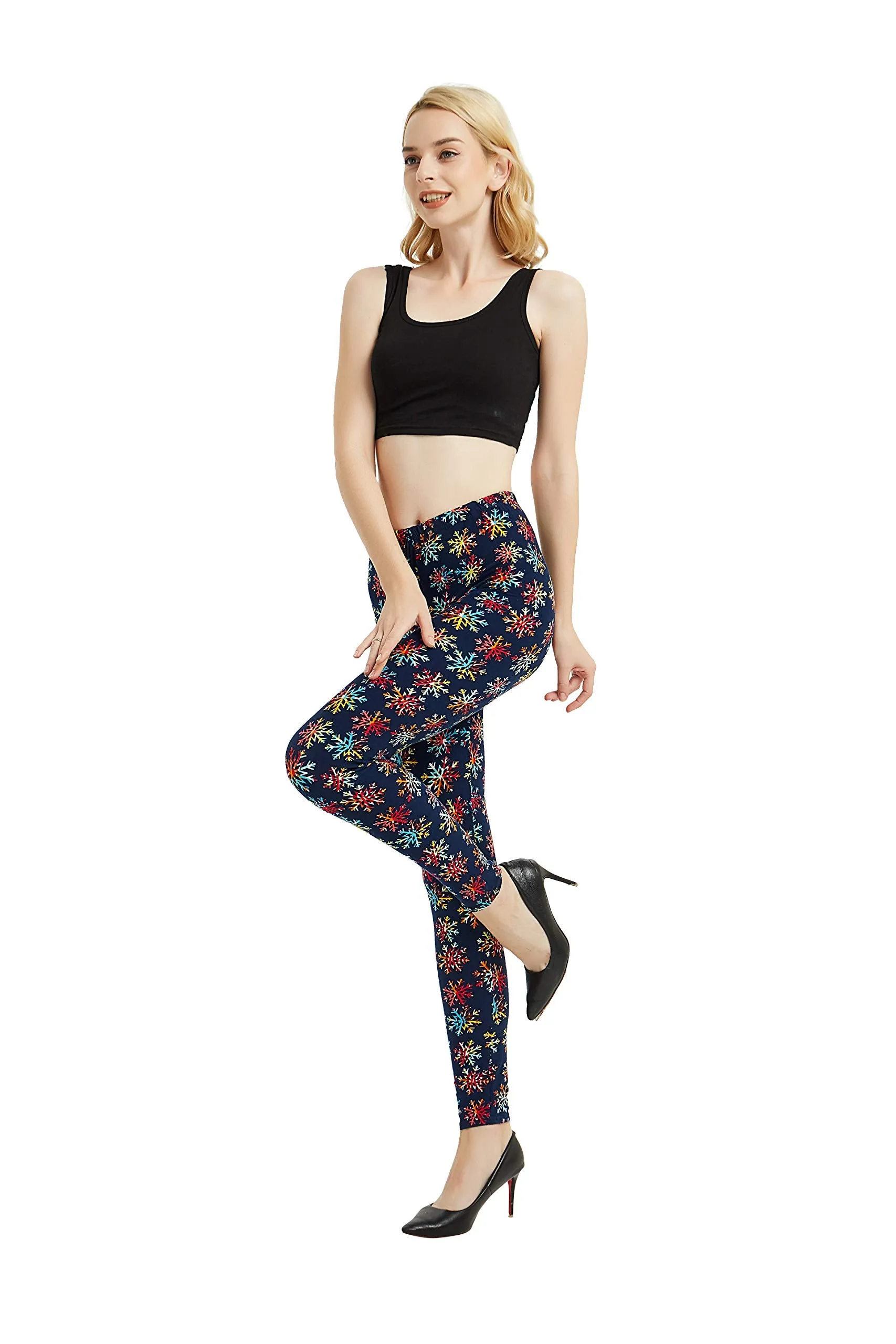 Womens Ultra Soft Christmas Printed Stretchy Leggings Pants