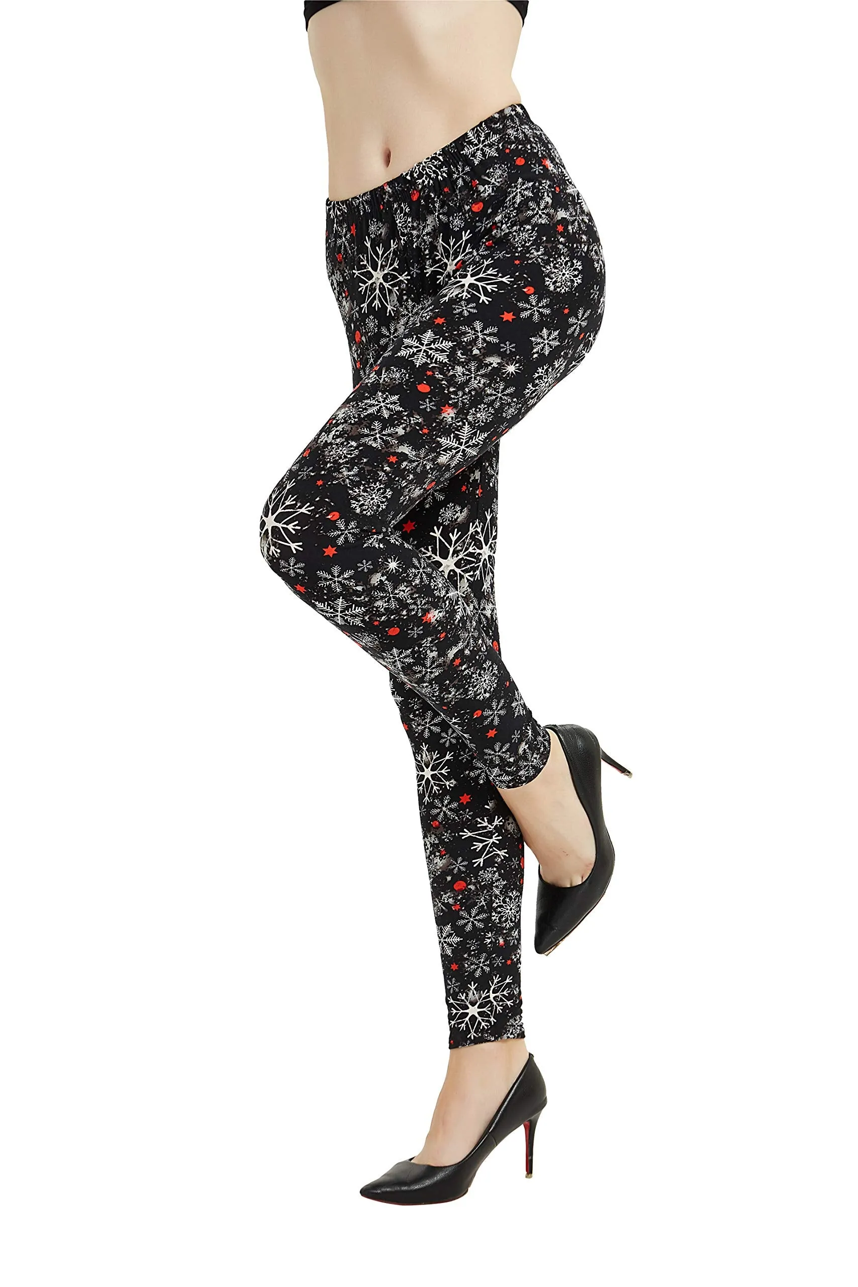 Womens Ultra Soft Christmas Printed Stretchy Leggings Pants