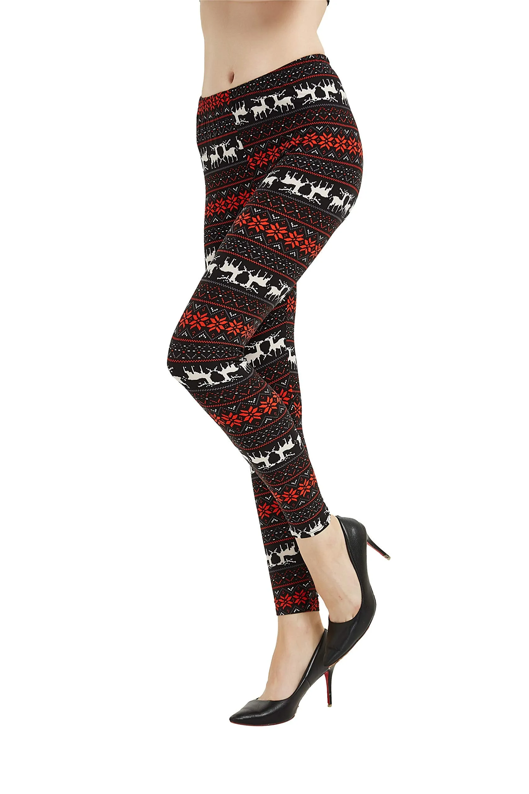 Womens Ultra Soft Christmas Printed Stretchy Leggings Pants