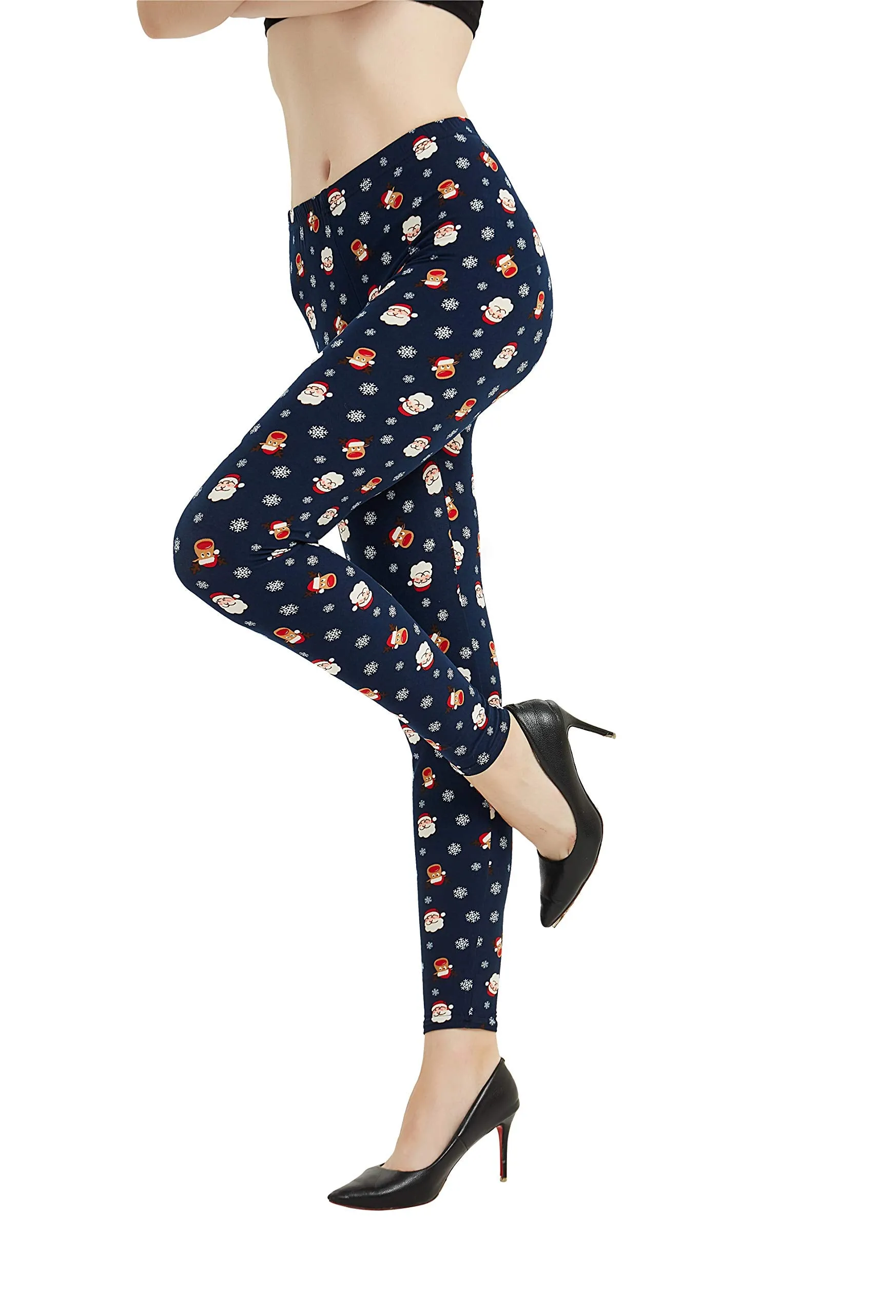 Womens Ultra Soft Christmas Printed Stretchy Leggings Pants