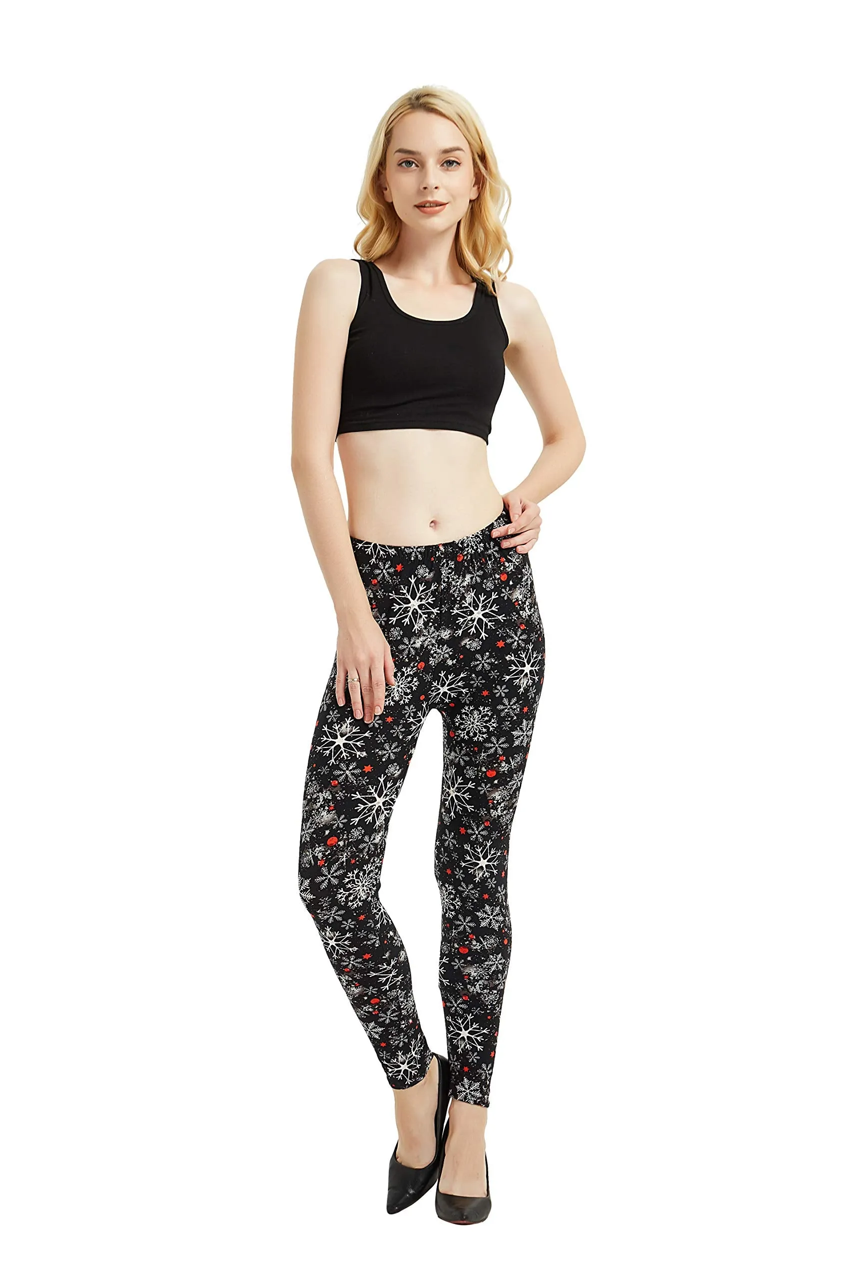 Womens Ultra Soft Christmas Printed Stretchy Leggings Pants