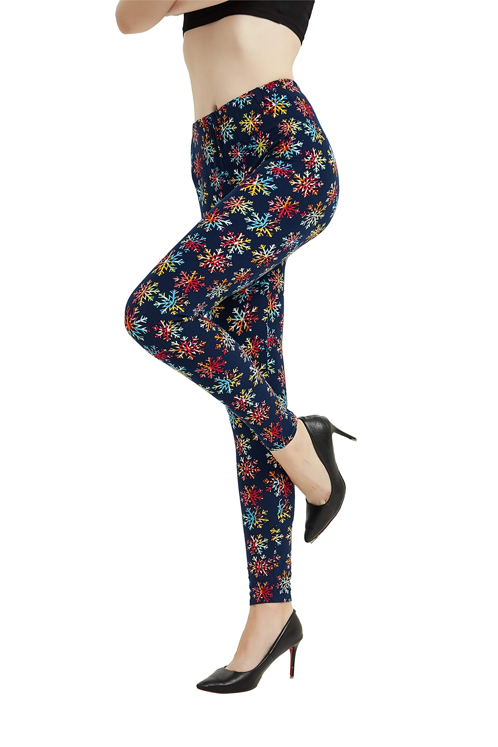 Womens Ultra Soft Christmas Printed Stretchy Leggings Pants