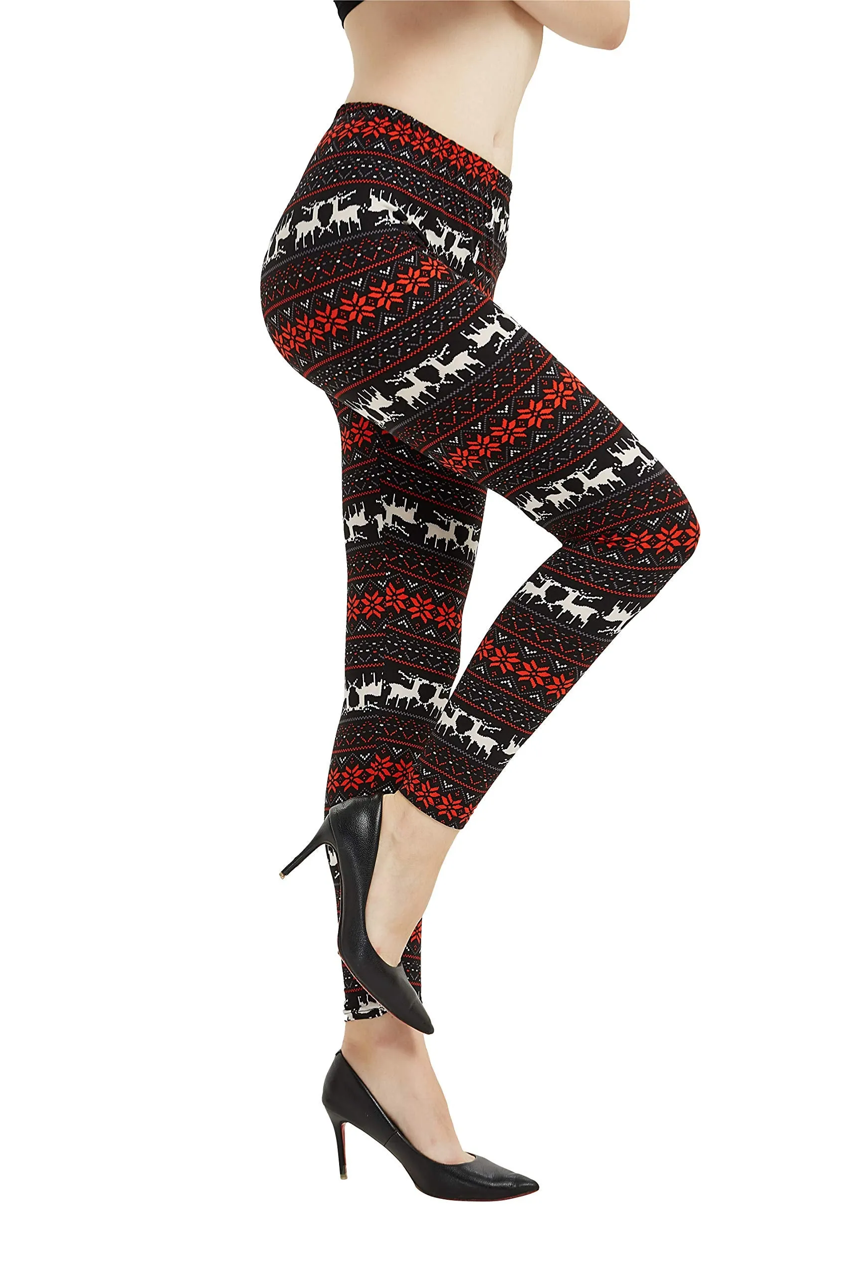 Womens Ultra Soft Christmas Printed Stretchy Leggings Pants